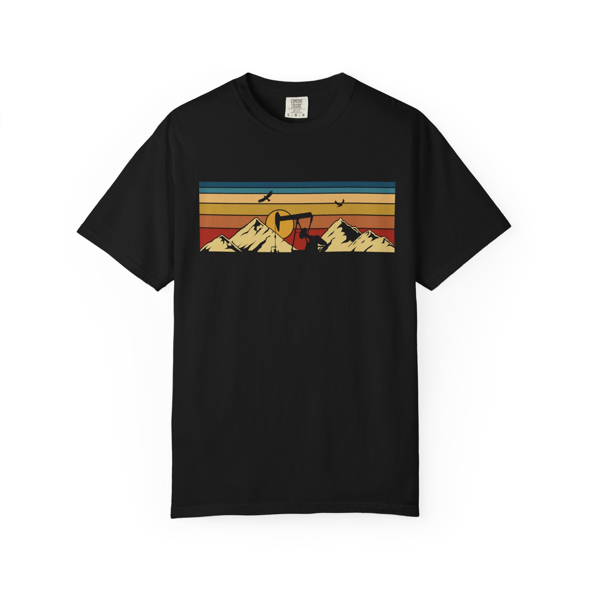 Geology T-Shirt: Sunset Pumpjack in the Rocky Mountains
