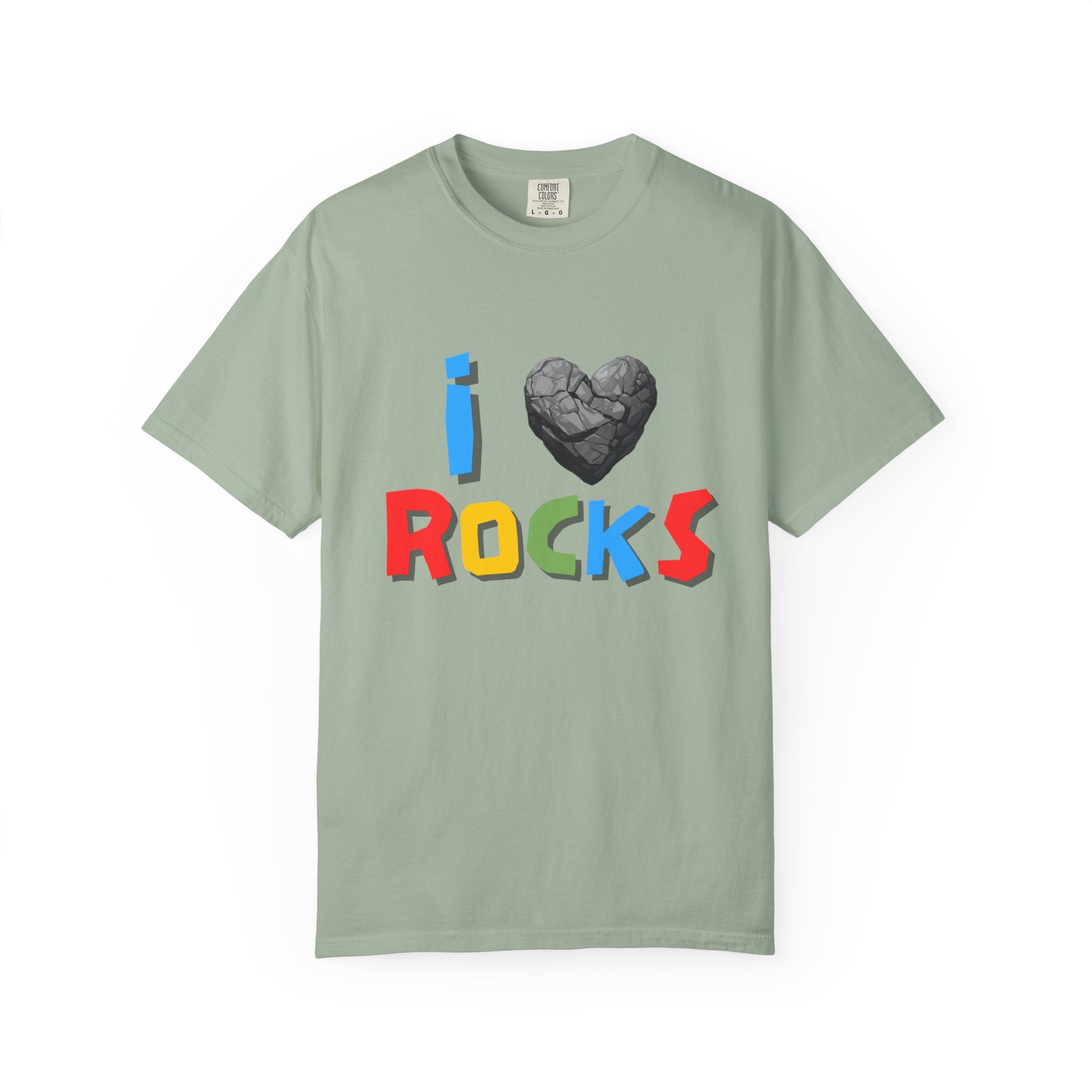 White Funny Geology T-Shirt: I Love Rocks