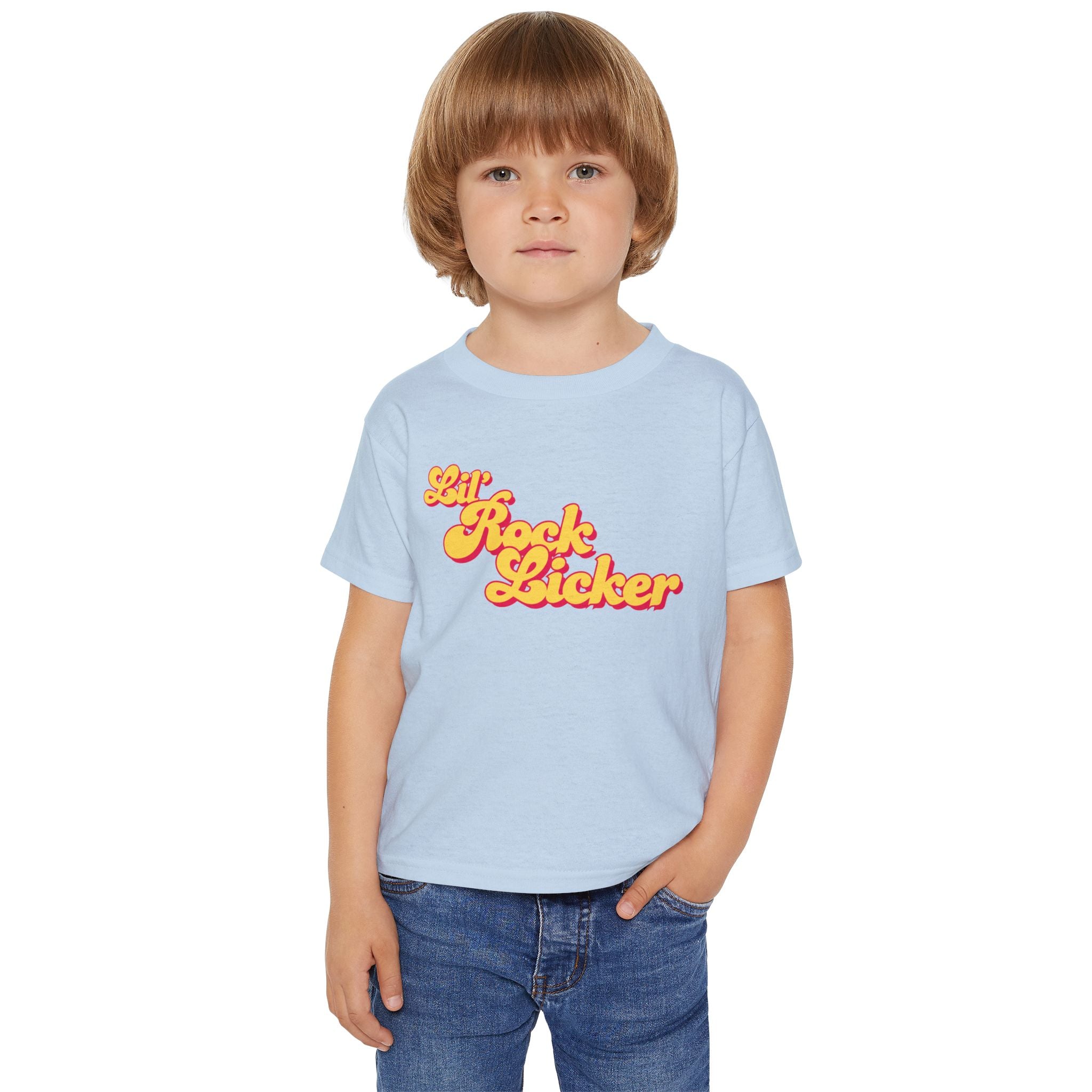 Toddler Tee: Lil Rock Licker Yellow Text