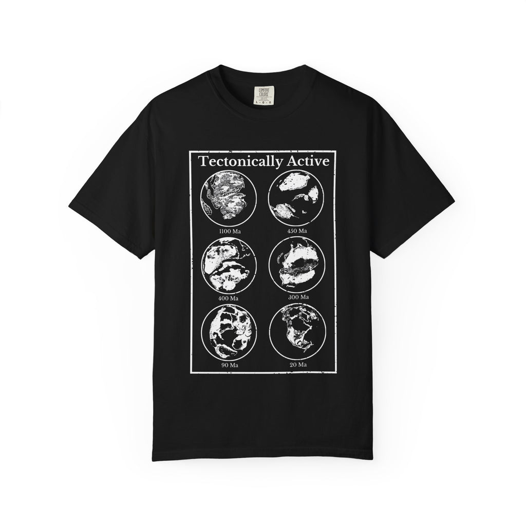 True Navy Funny Geology T-Shirt: "Tectonically Active" Paleo Geography Diagrams