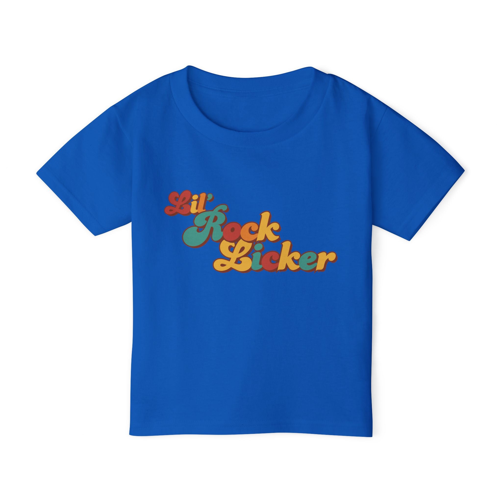 Toddler Tee: Lil Rock Licker Multi Color Retro Colors Text