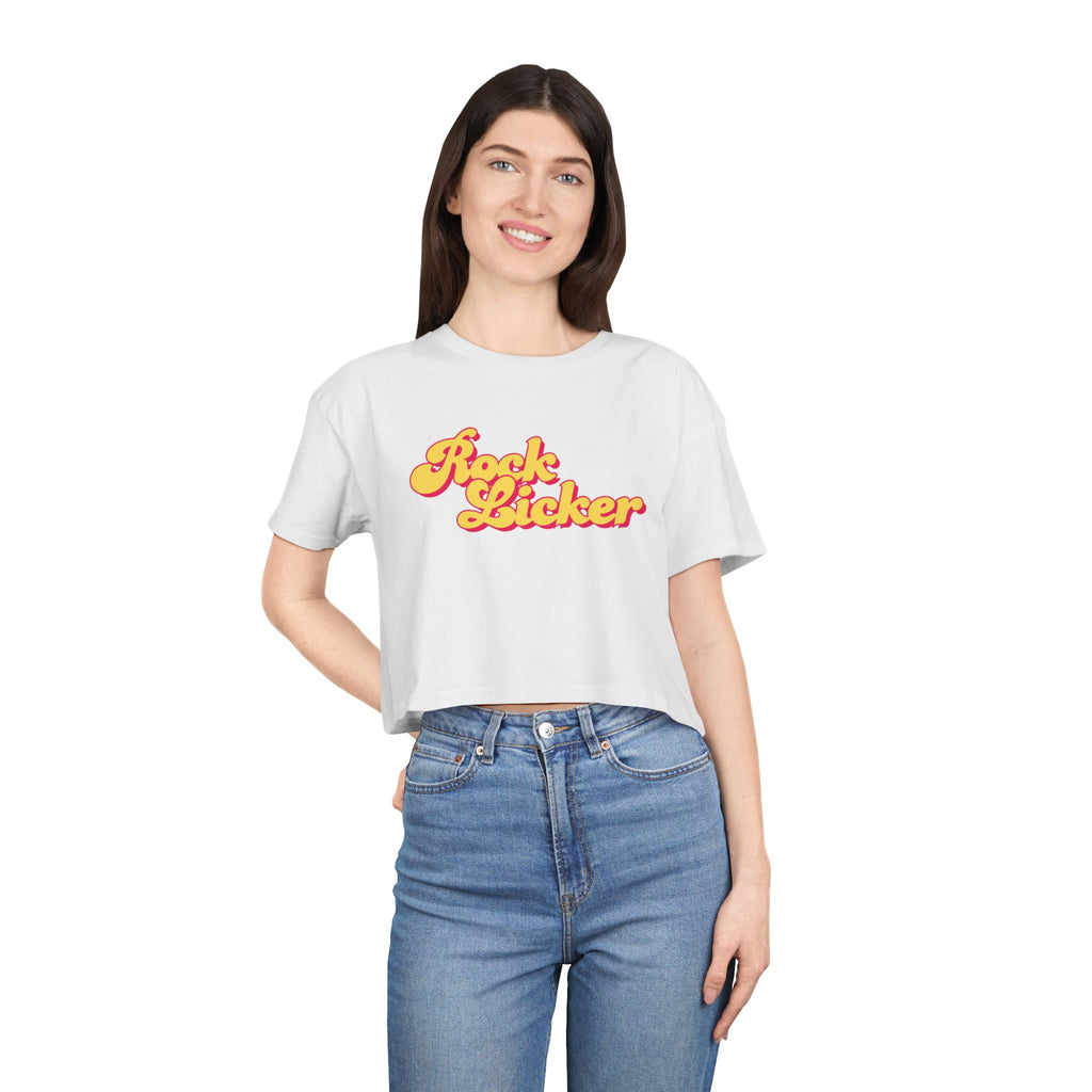 Black Women's Geology T-Shirt -  Rock Licker Yellow Text