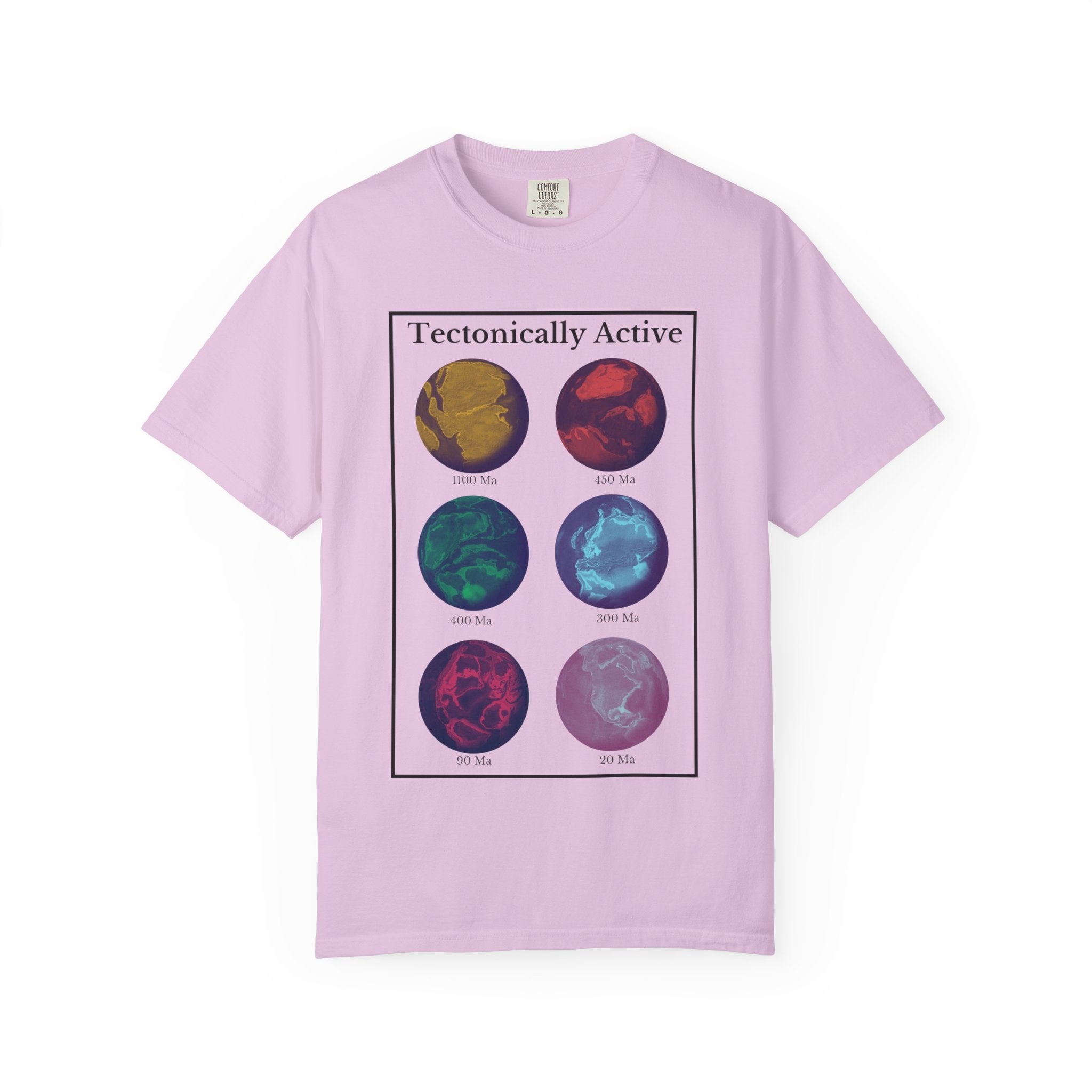 White Funny Geology T-Shirt: "Tectonically Active" Paleo Geography Diagrams multicolor