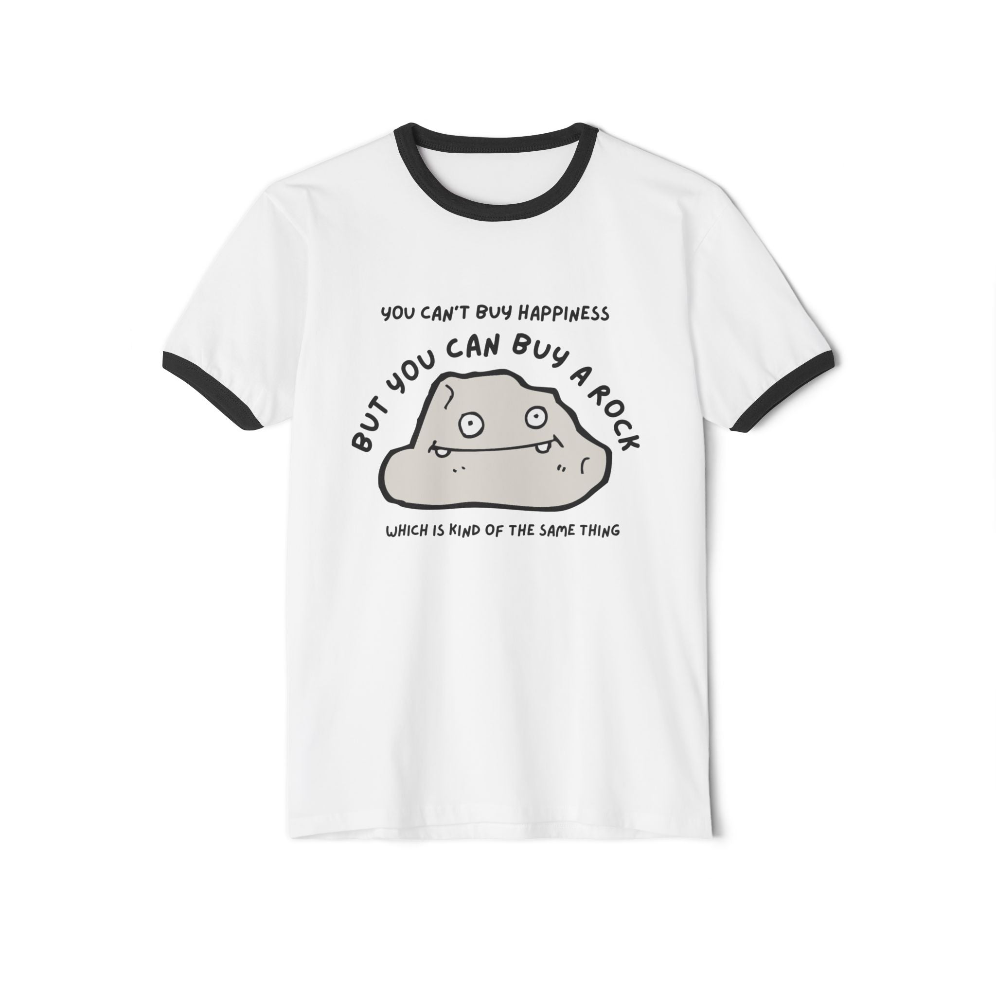 White/Black Funny Geology Ringer T-Shirt: But You Can Buy a Rock
