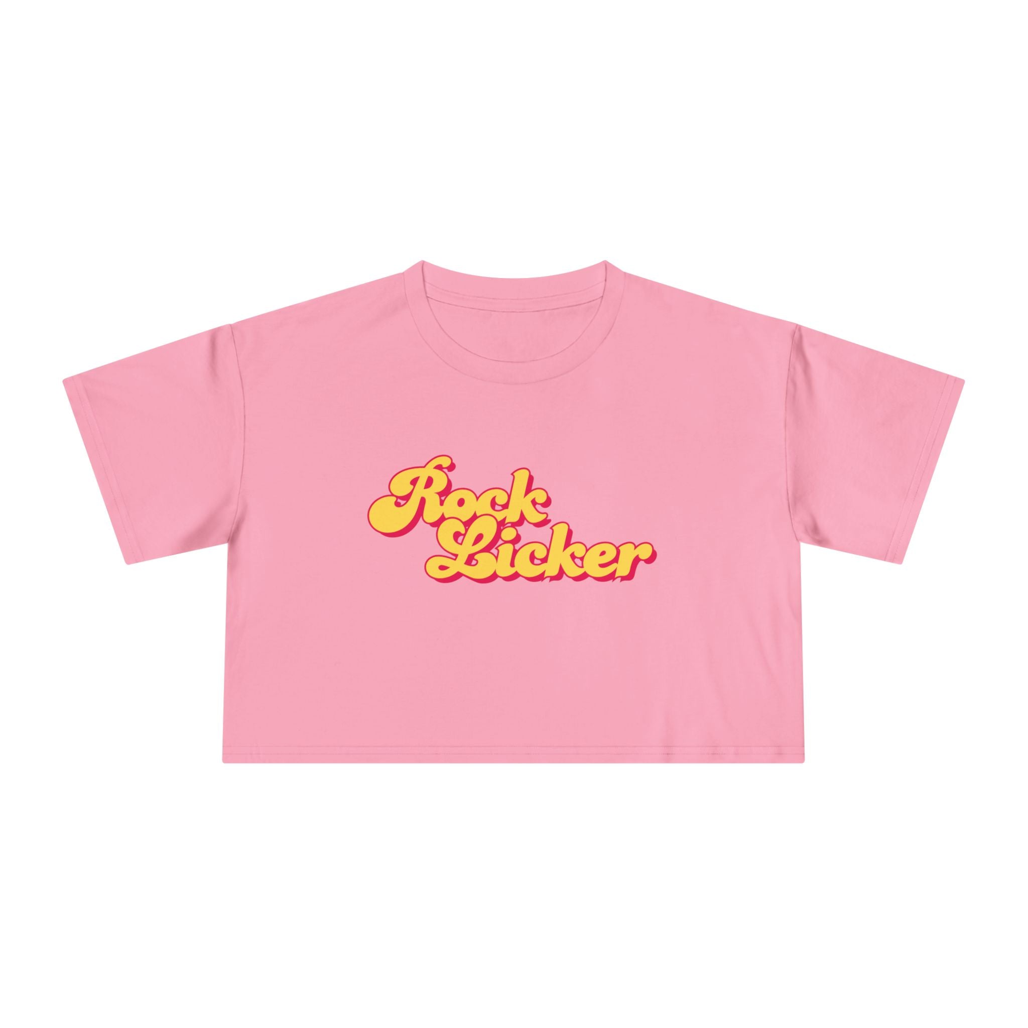 White Women's Geology T-Shirt -  Rock Licker Yellow Text