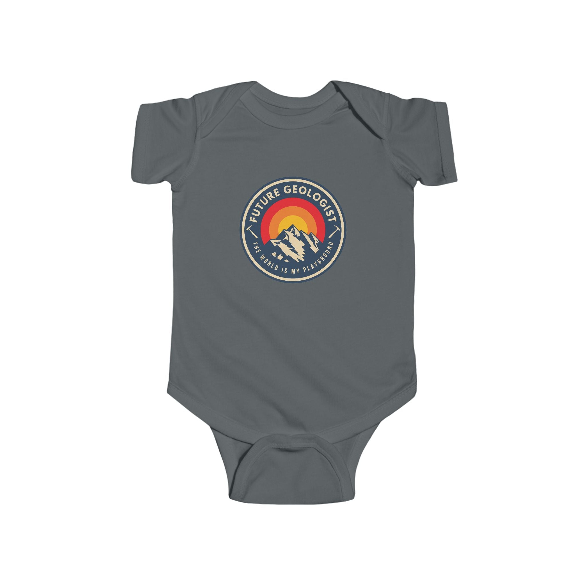 Charcoal Baby Geology Onesie: I Love Rocks  — Infant Onesie Bodysuit