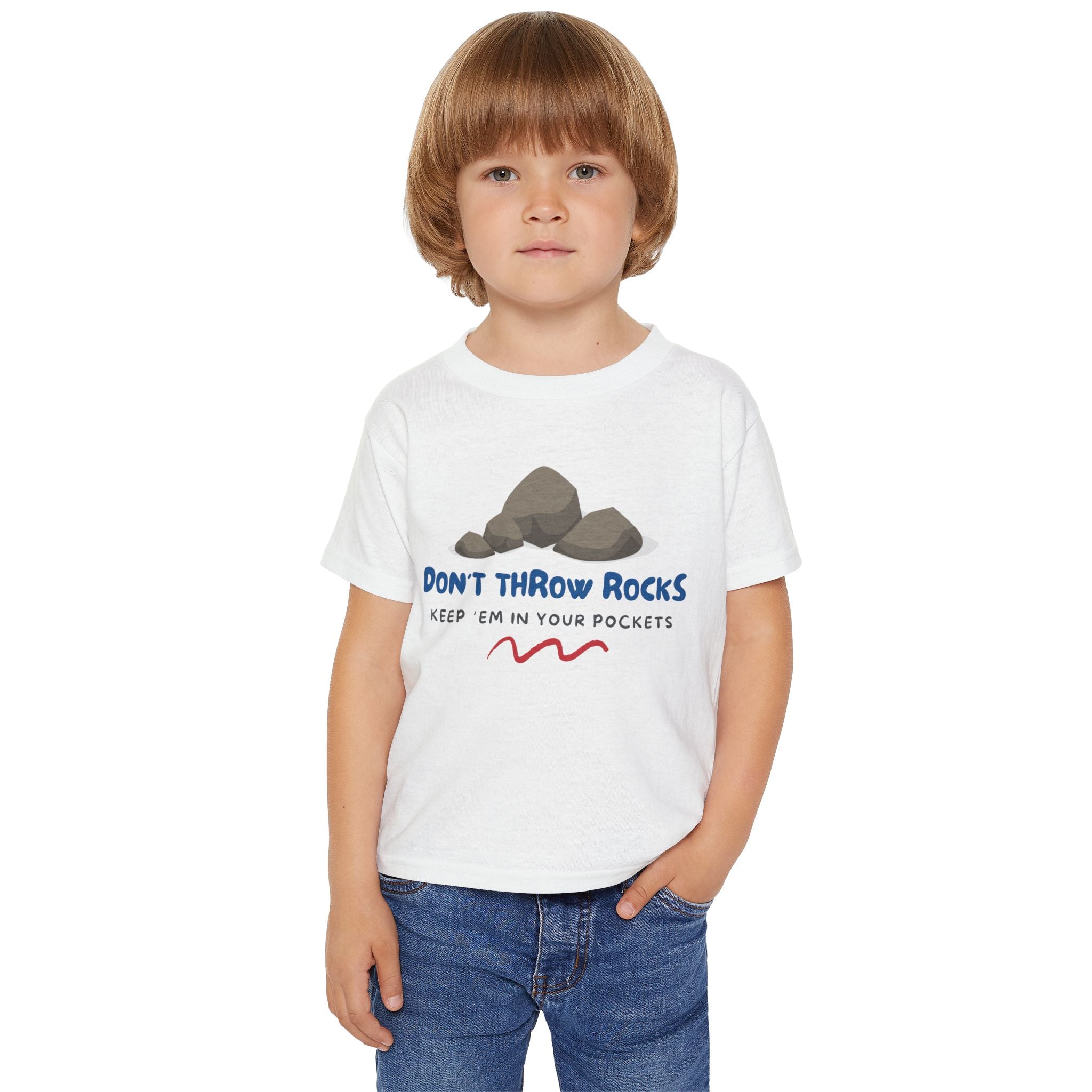 Toddler Tee: Don't Throw Rocks, Keep em' in Your Pockets