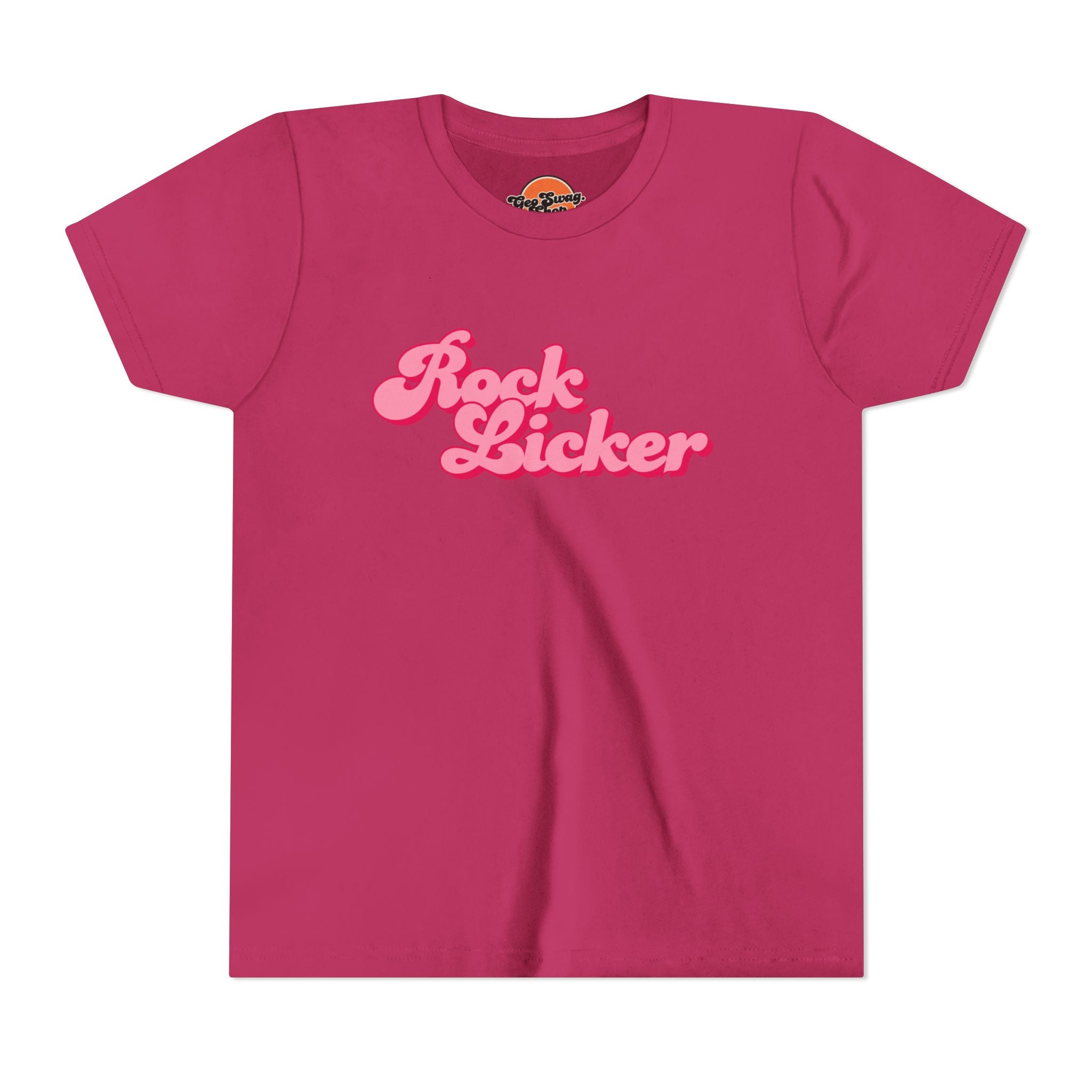 Youth Tee: Rock Licker Pink Text