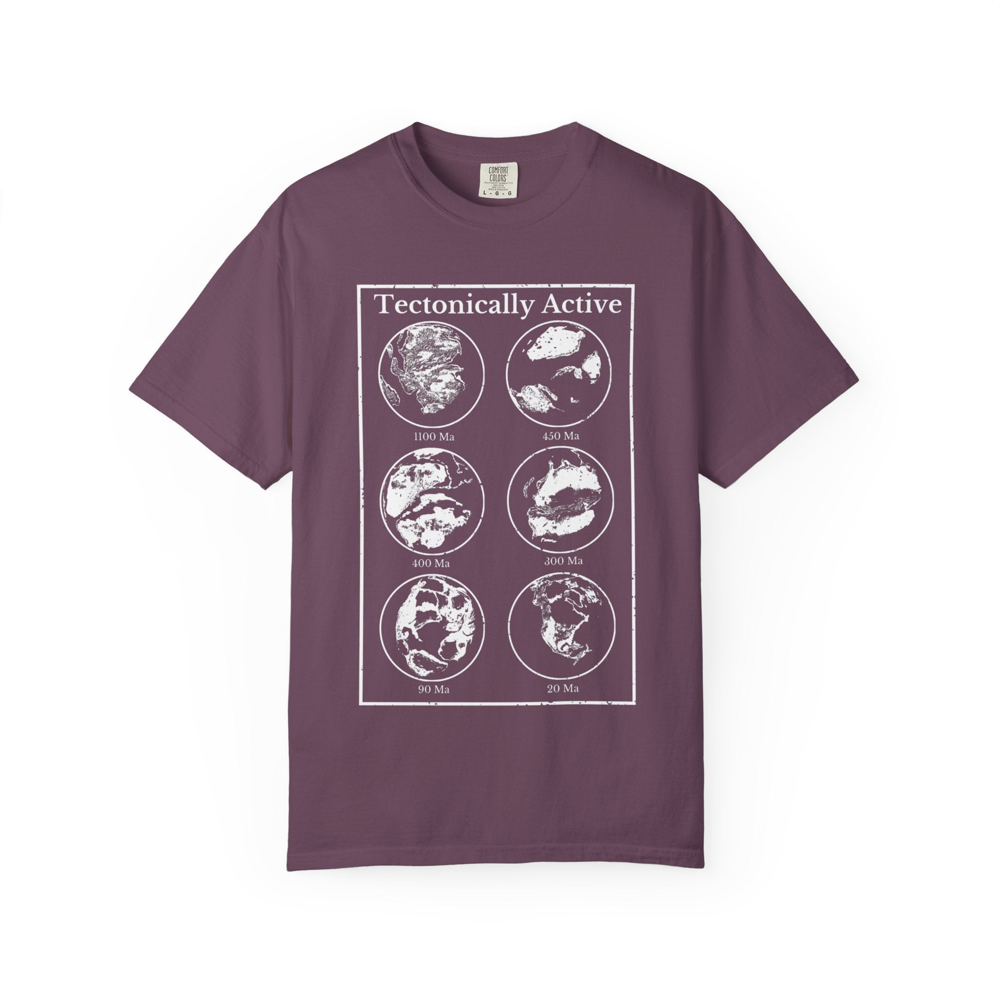 Black Funny Geology T-Shirt: "Tectonically Active" Paleo Geography Diagrams