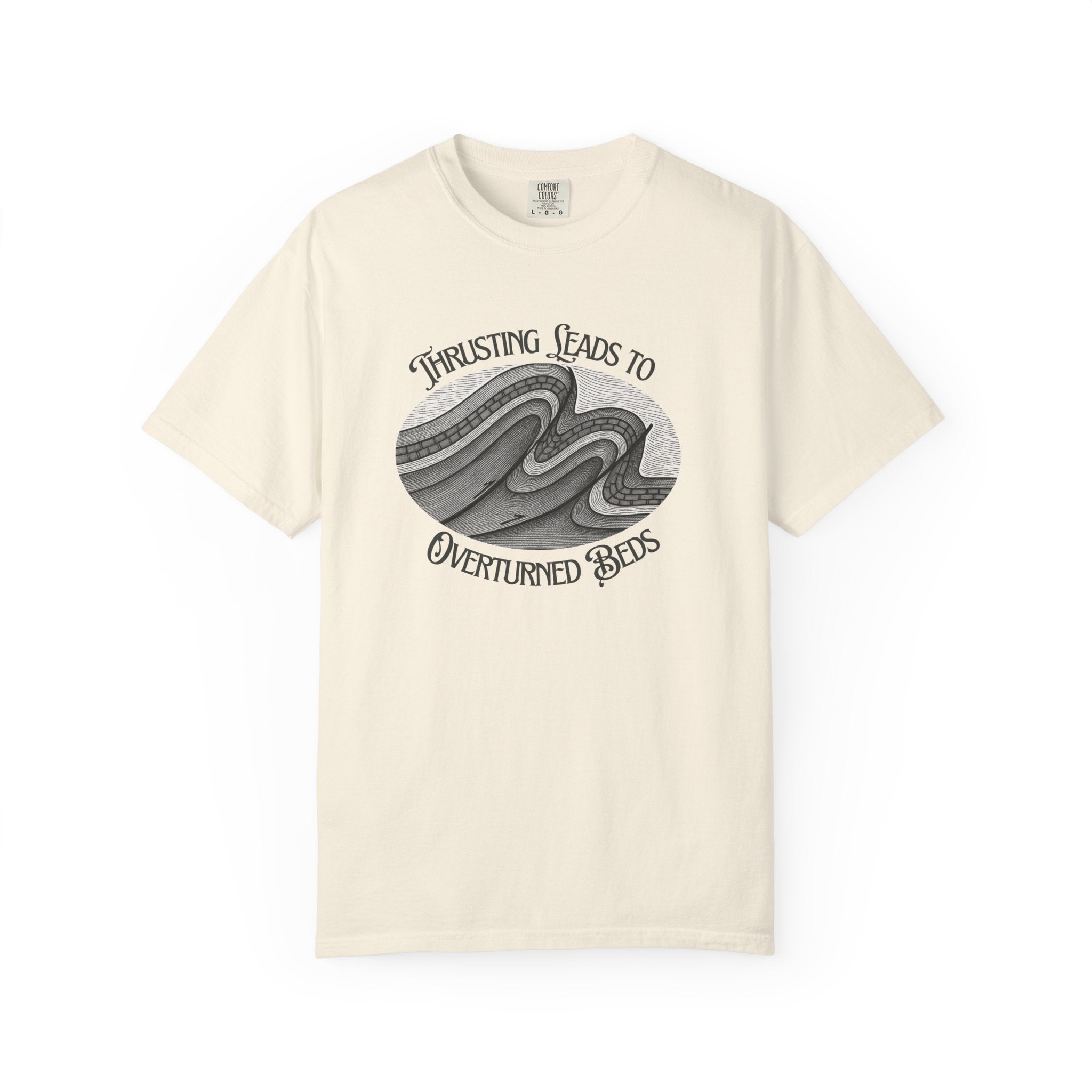 Chambray Funny Geology T-Shirt: Thrusting Leads to Overturned Beds
