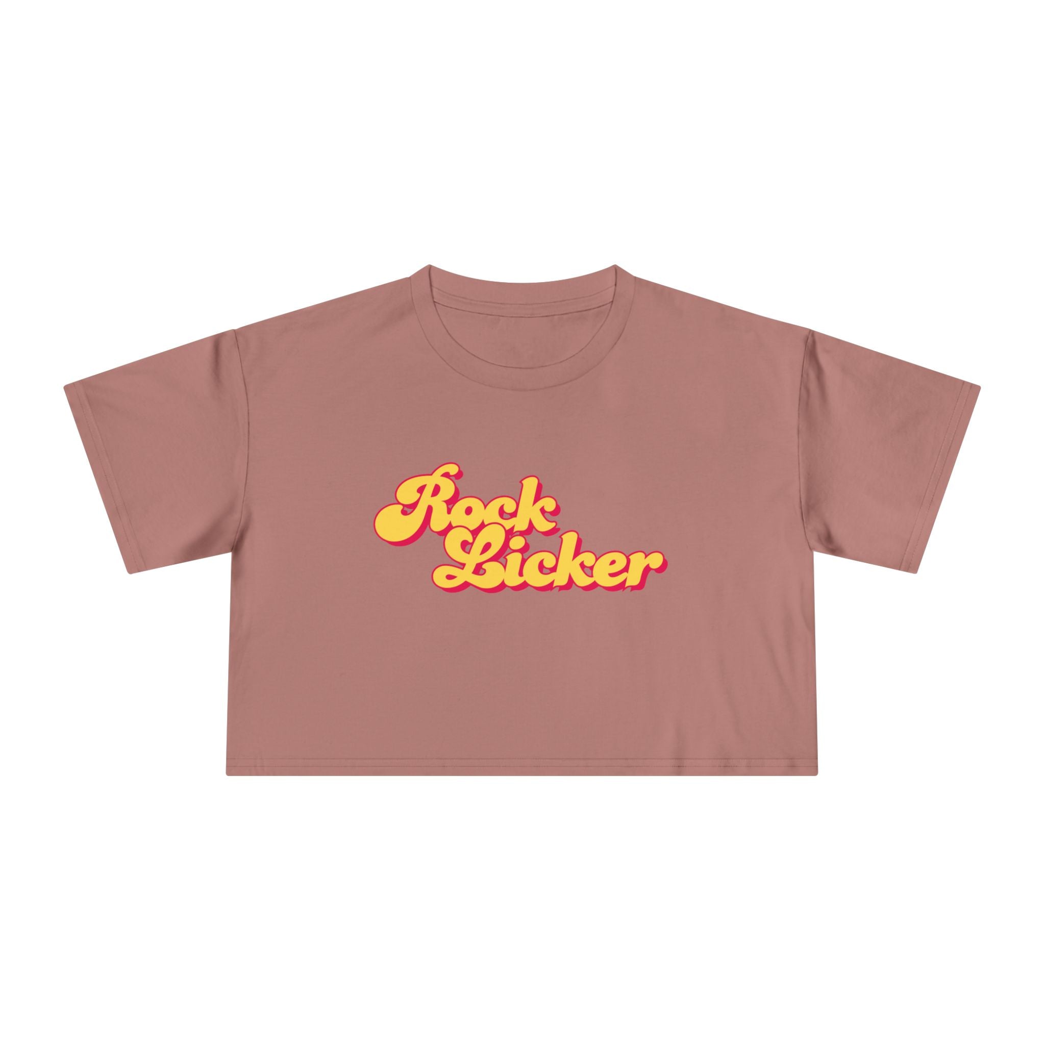 Pale Pink Women's Geology T-Shirt -  Rock Licker Yellow Text