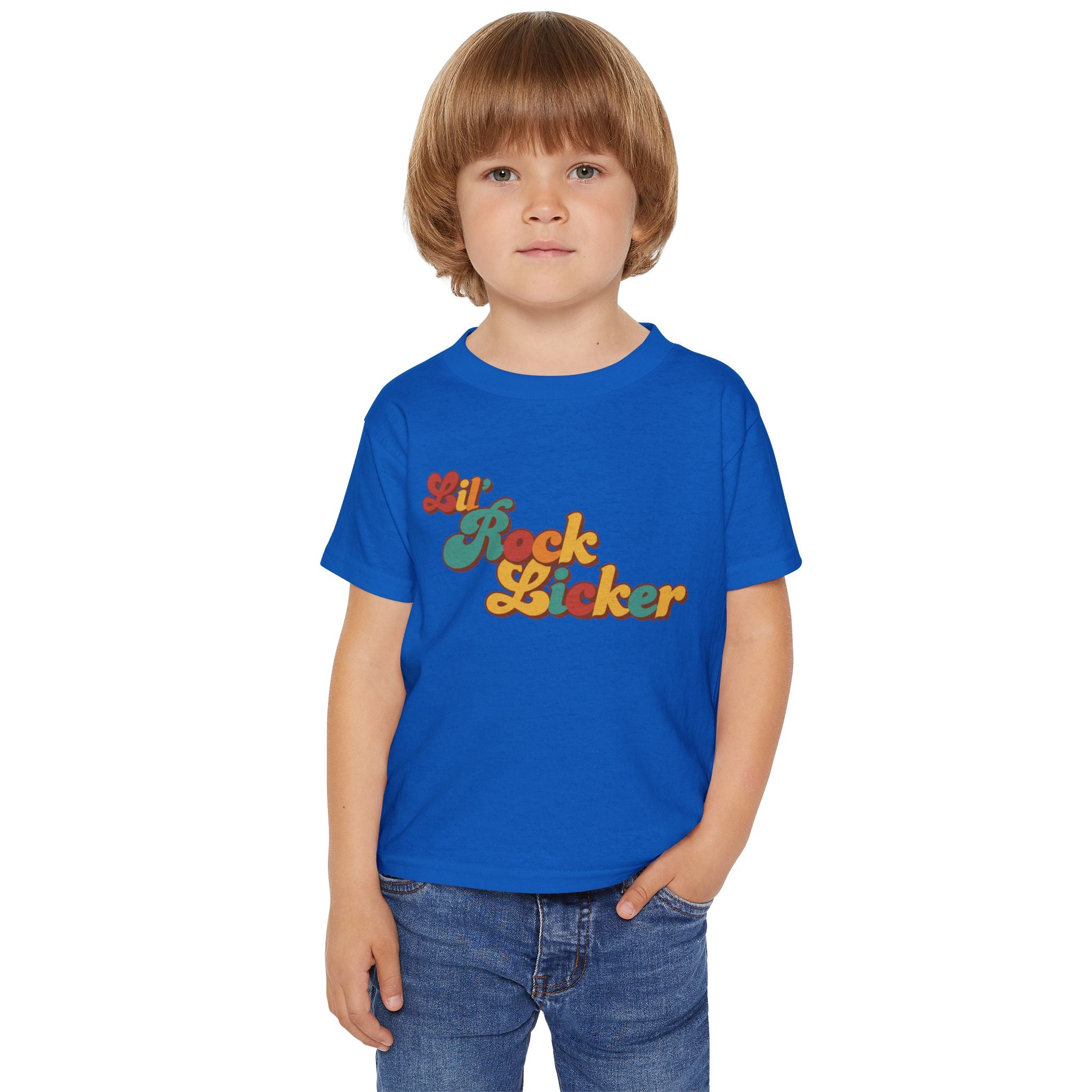Toddler Tee: Lil Rock Licker Multi Color Retro Colors Text