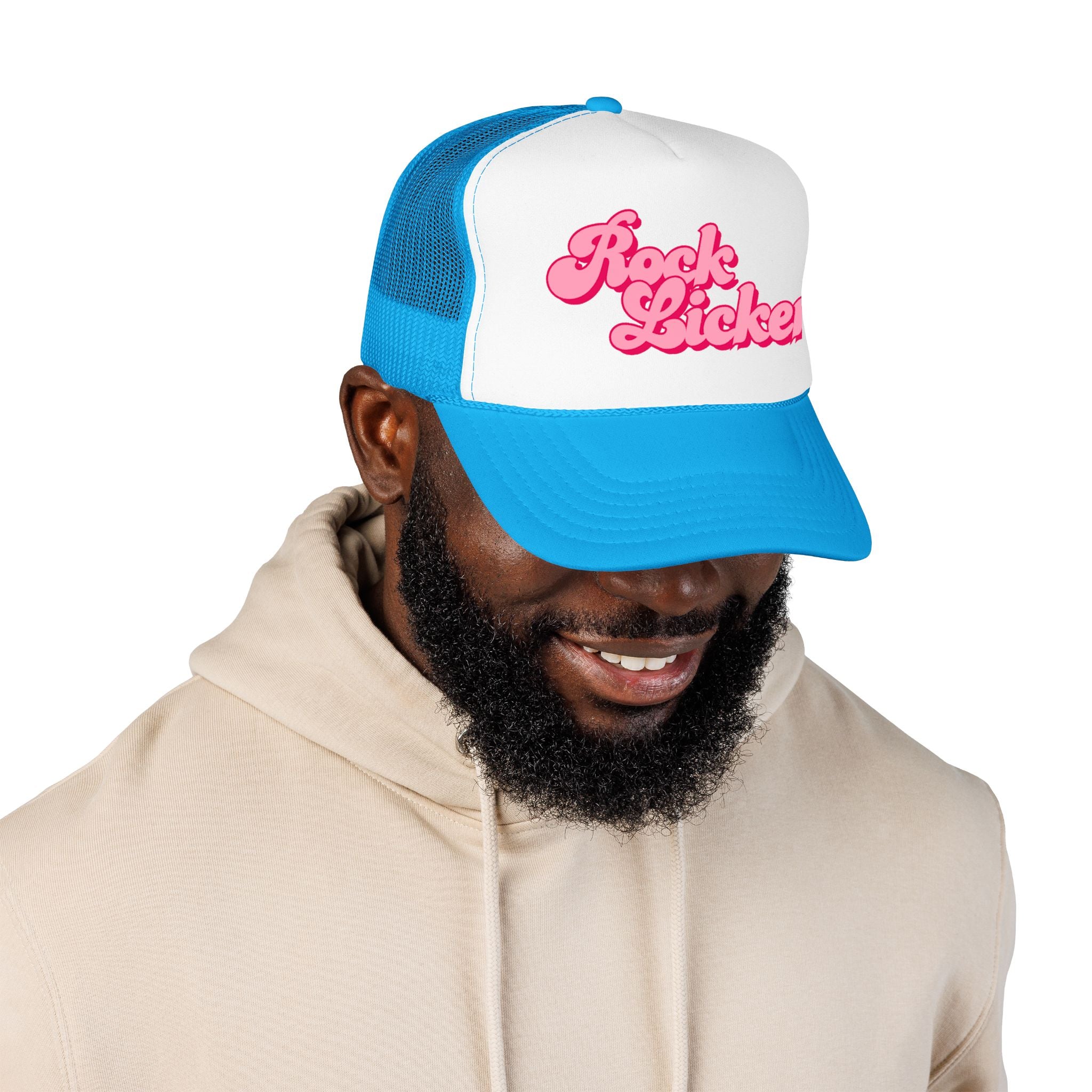 Trucker Hat: Rock Licker (pink text)
