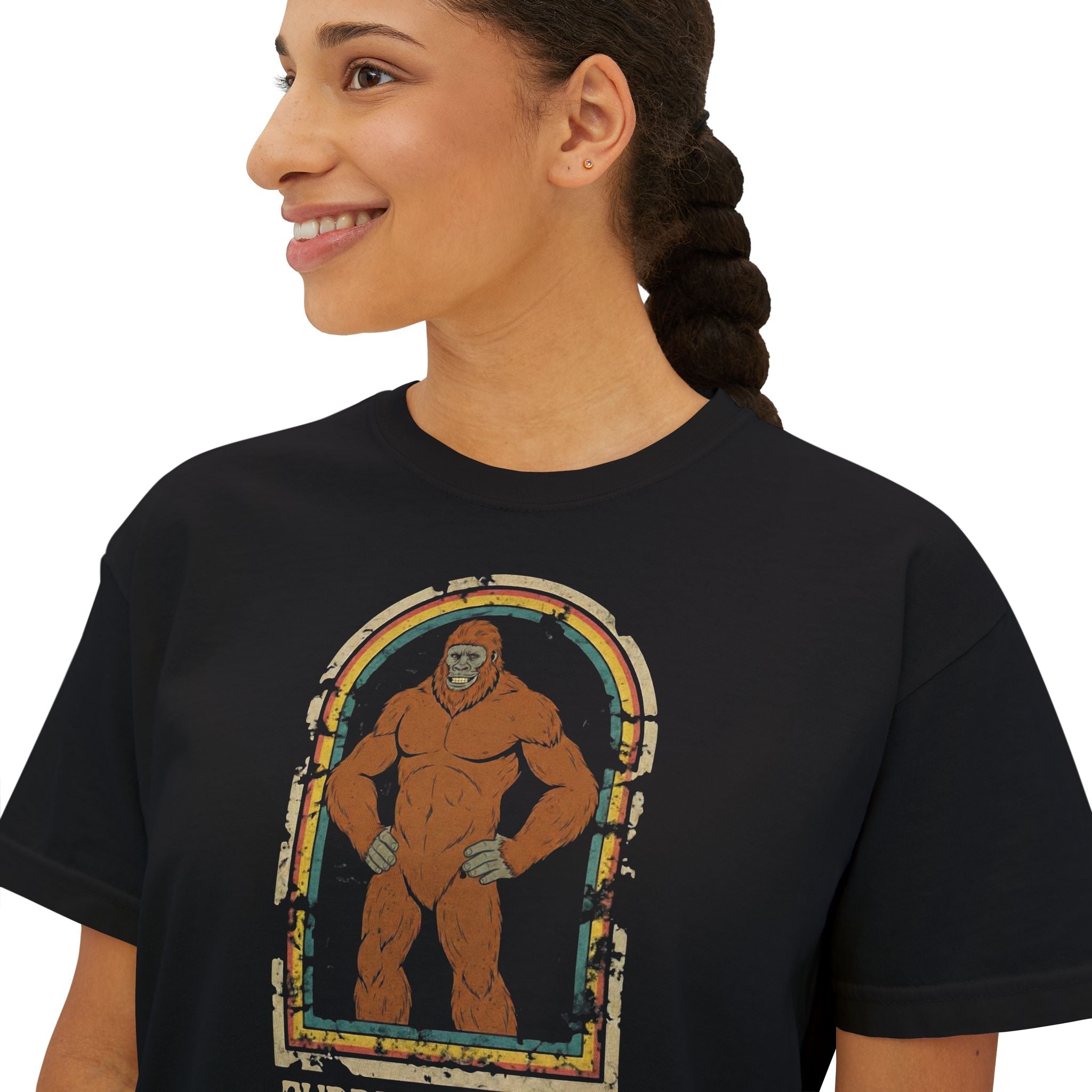 Boxy Tee: Bigfoot Cuddly & Proud