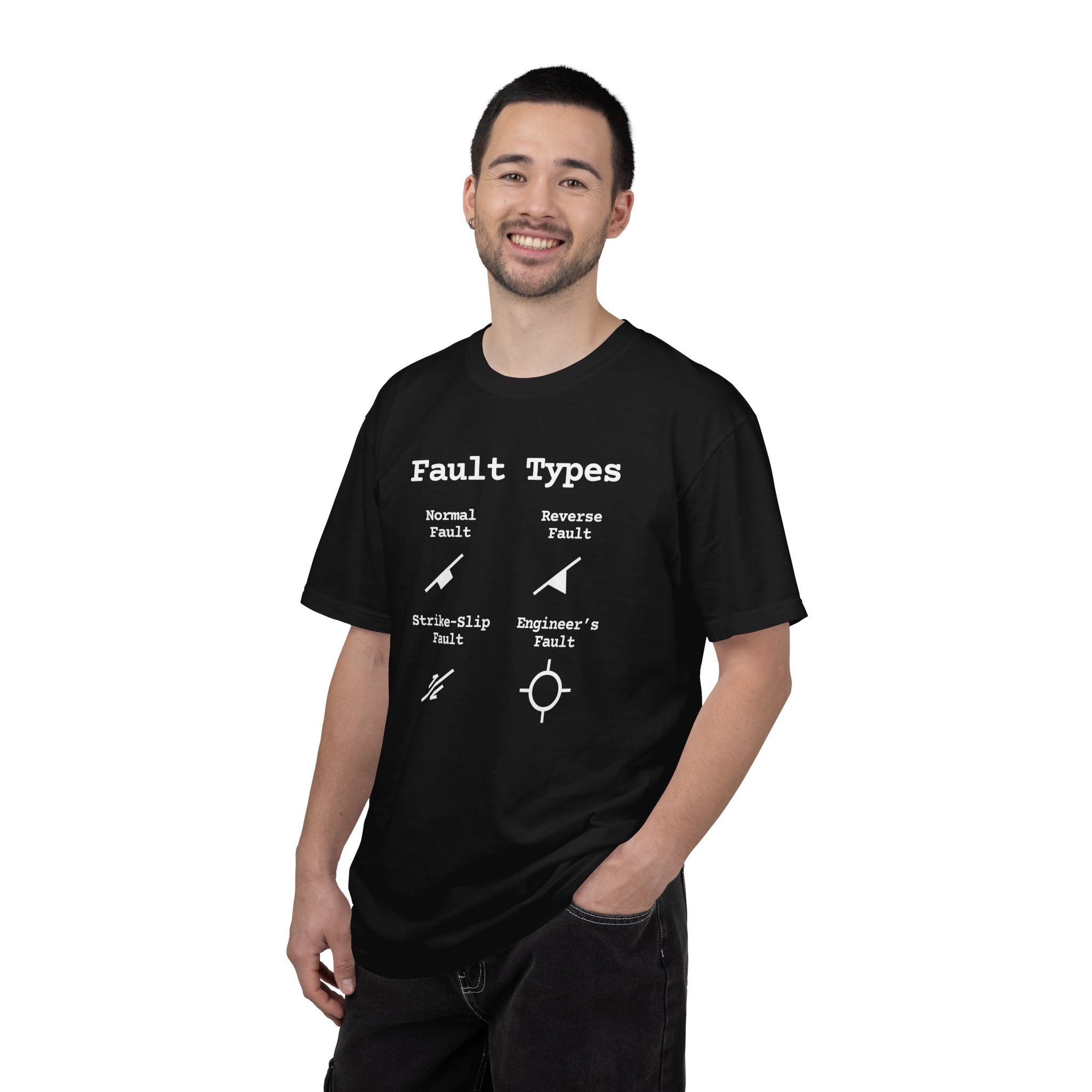 Graphic Tee: Fault Types (white text)
