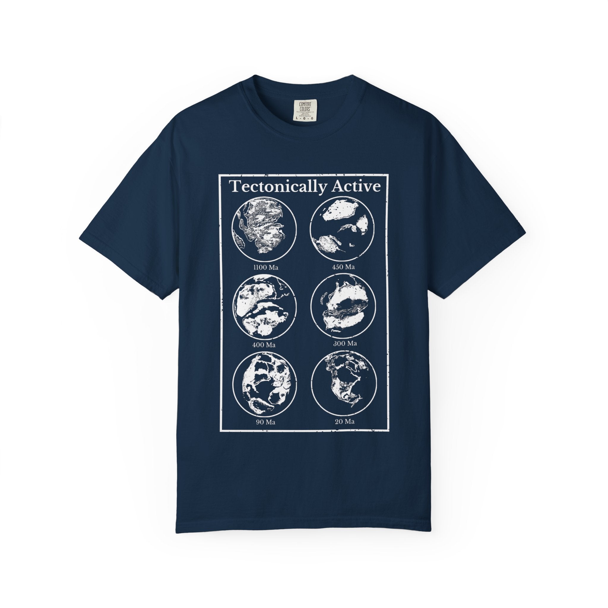 Black Funny Geology T-Shirt: "Tectonically Active" Paleo Geography Diagrams