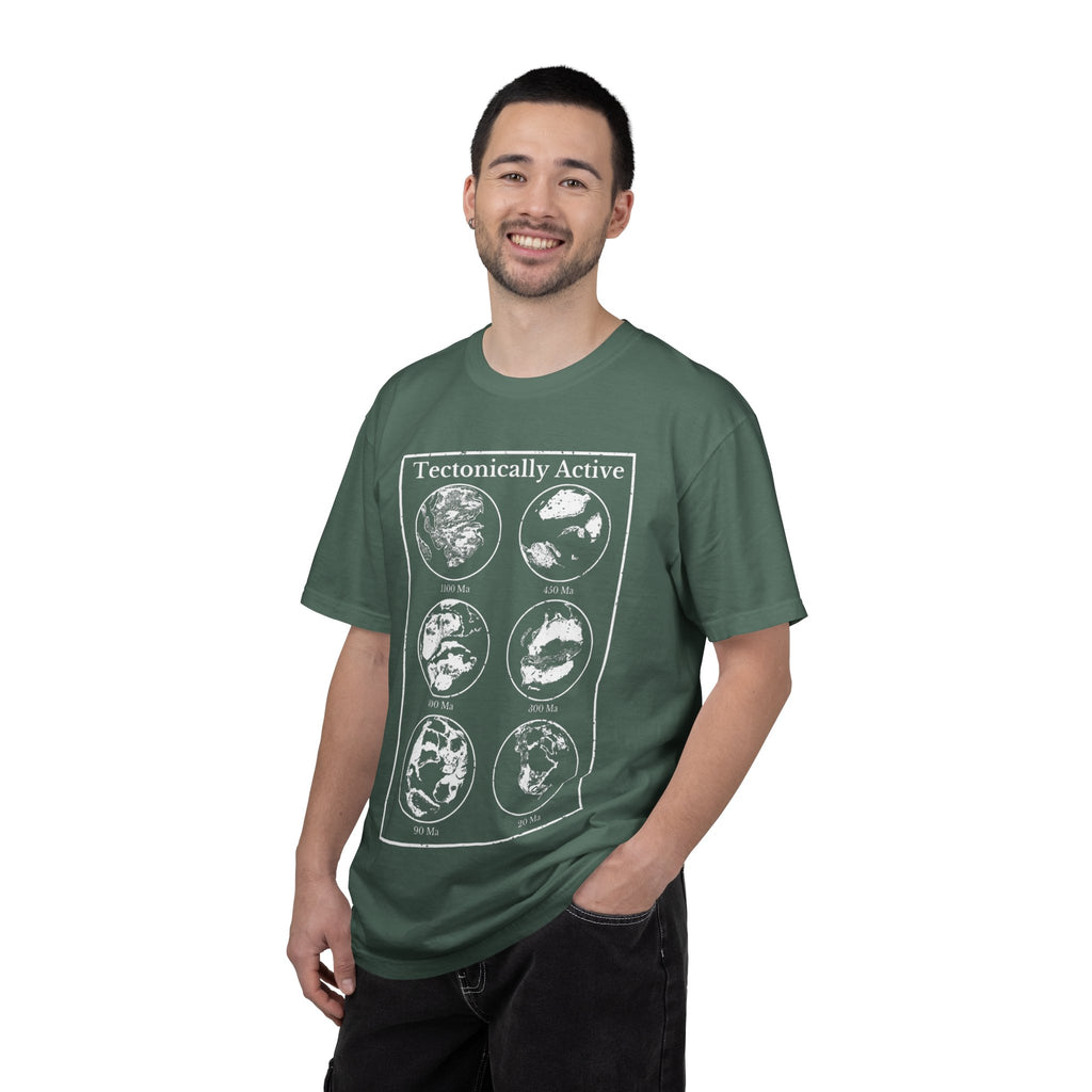 True Navy Funny Geology T-Shirt: "Tectonically Active" Paleo Geography Diagrams