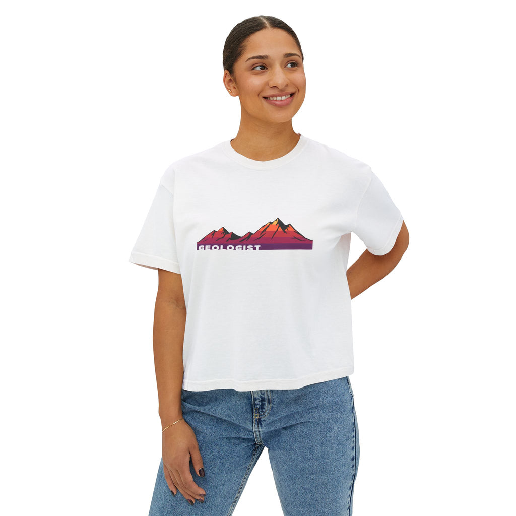 Boxy Geology T-Shirt: Sunset Mountain