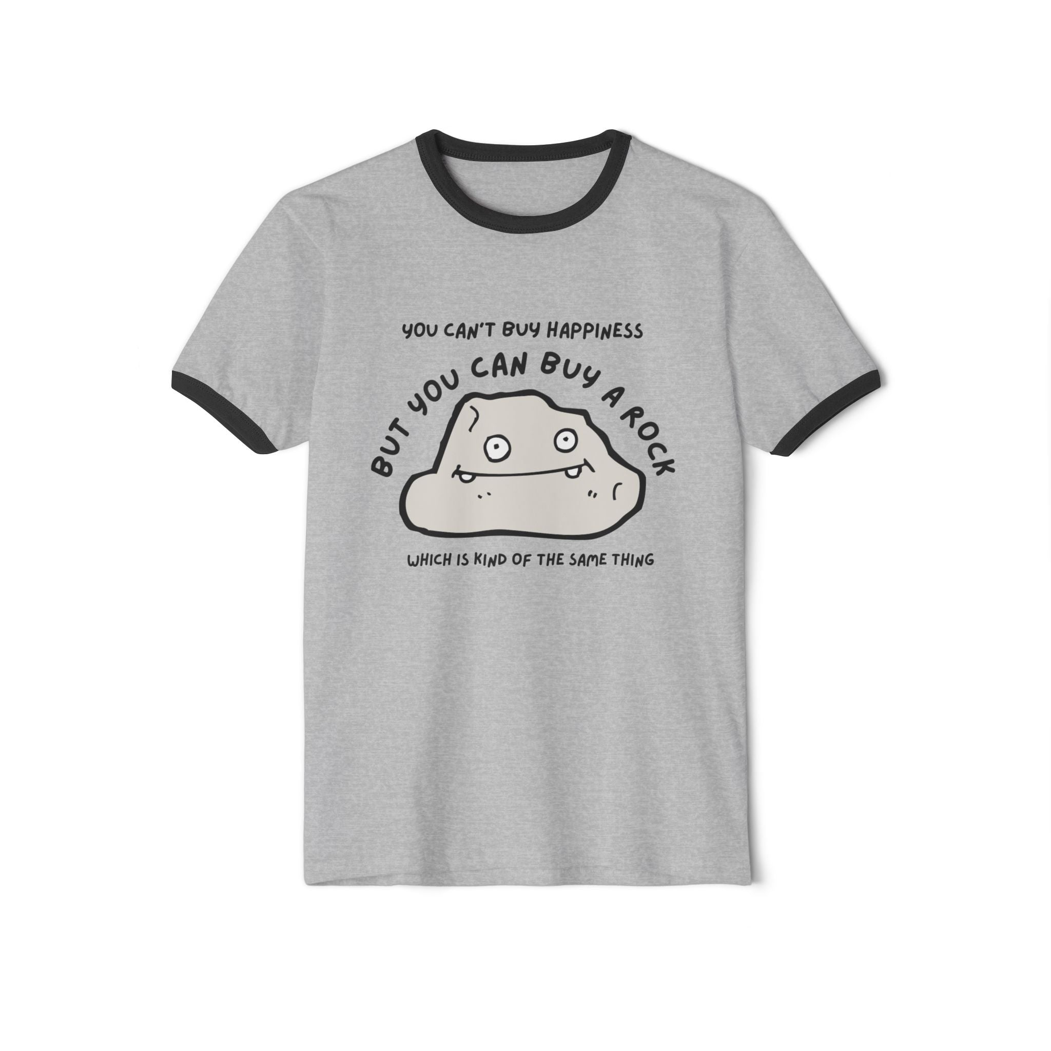 Heather Grey/Black Funny Geology Ringer T-Shirt: But You Can Buy a Rock