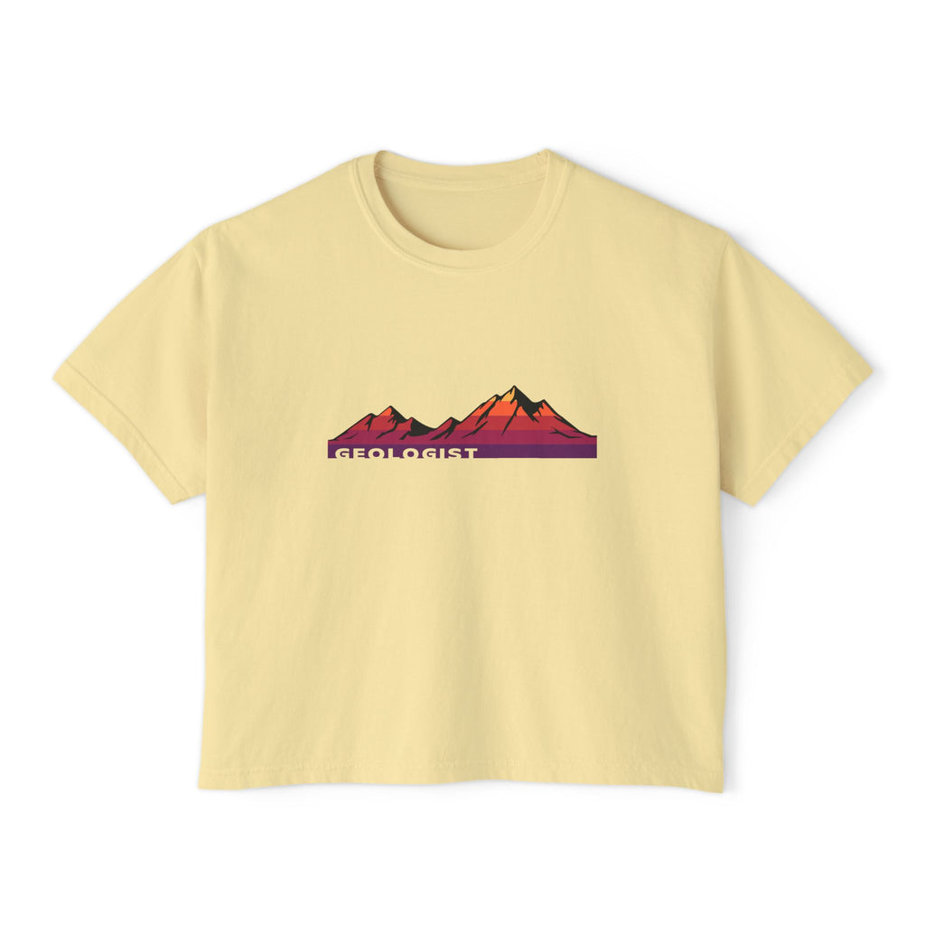 Boxy Geology T-Shirt: Sunset Mountain