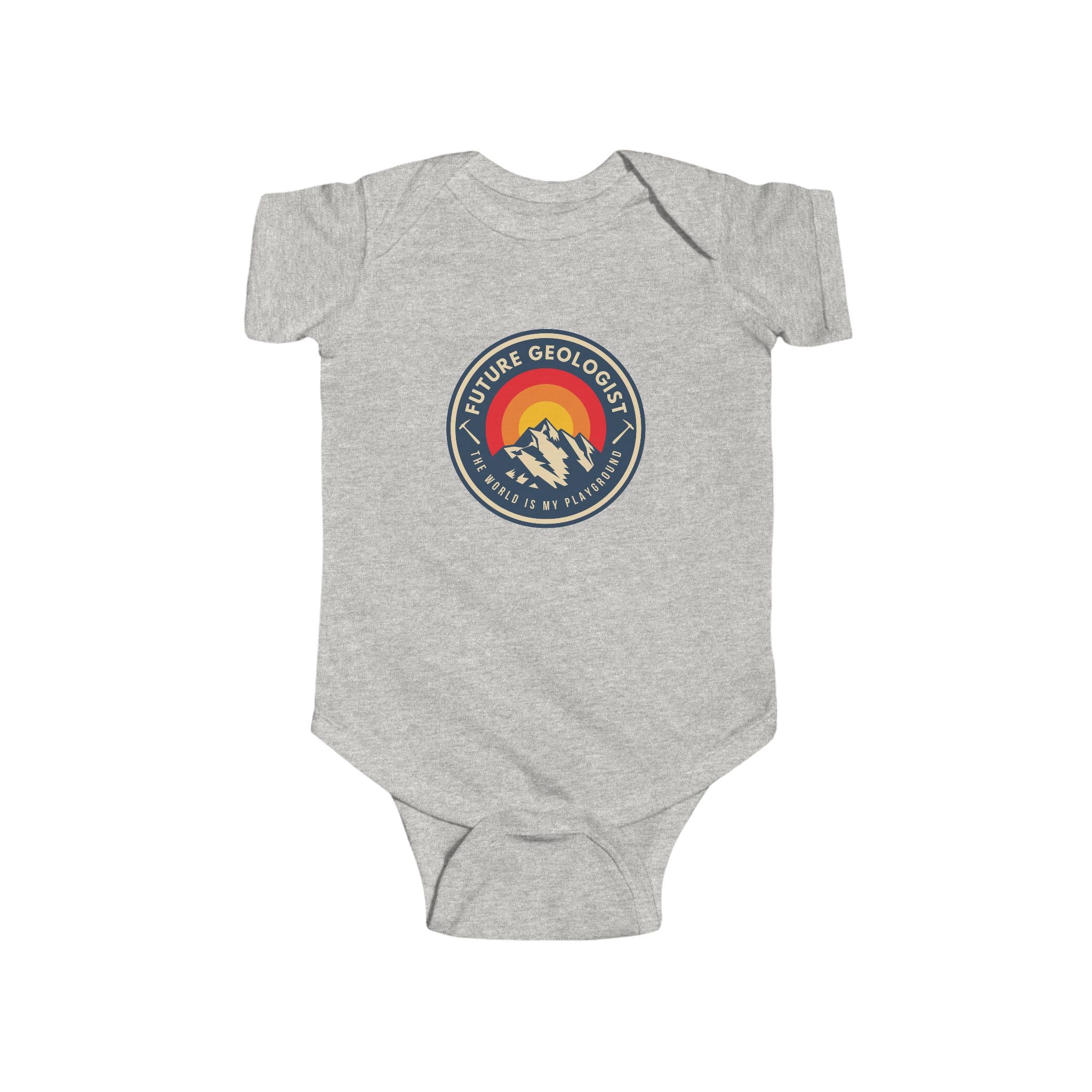 Charcoal Baby Geology Onesie: I Love Rocks  — Infant Onesie Bodysuit
