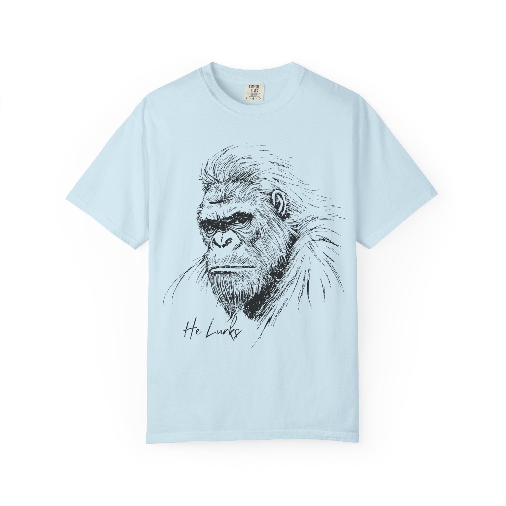 Orchid Funny Geology T-Shirt: He Lurks - Bigfoot