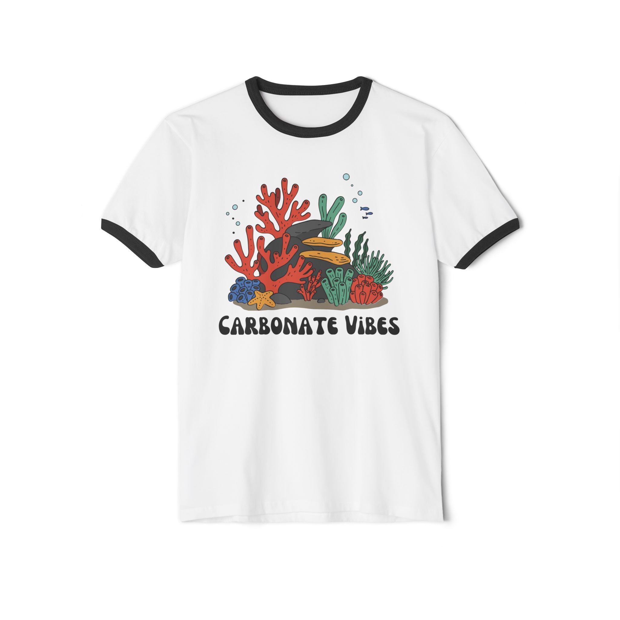 Natural/Black Funny Geology Ringer T-Shirt: Carbonate Vibes