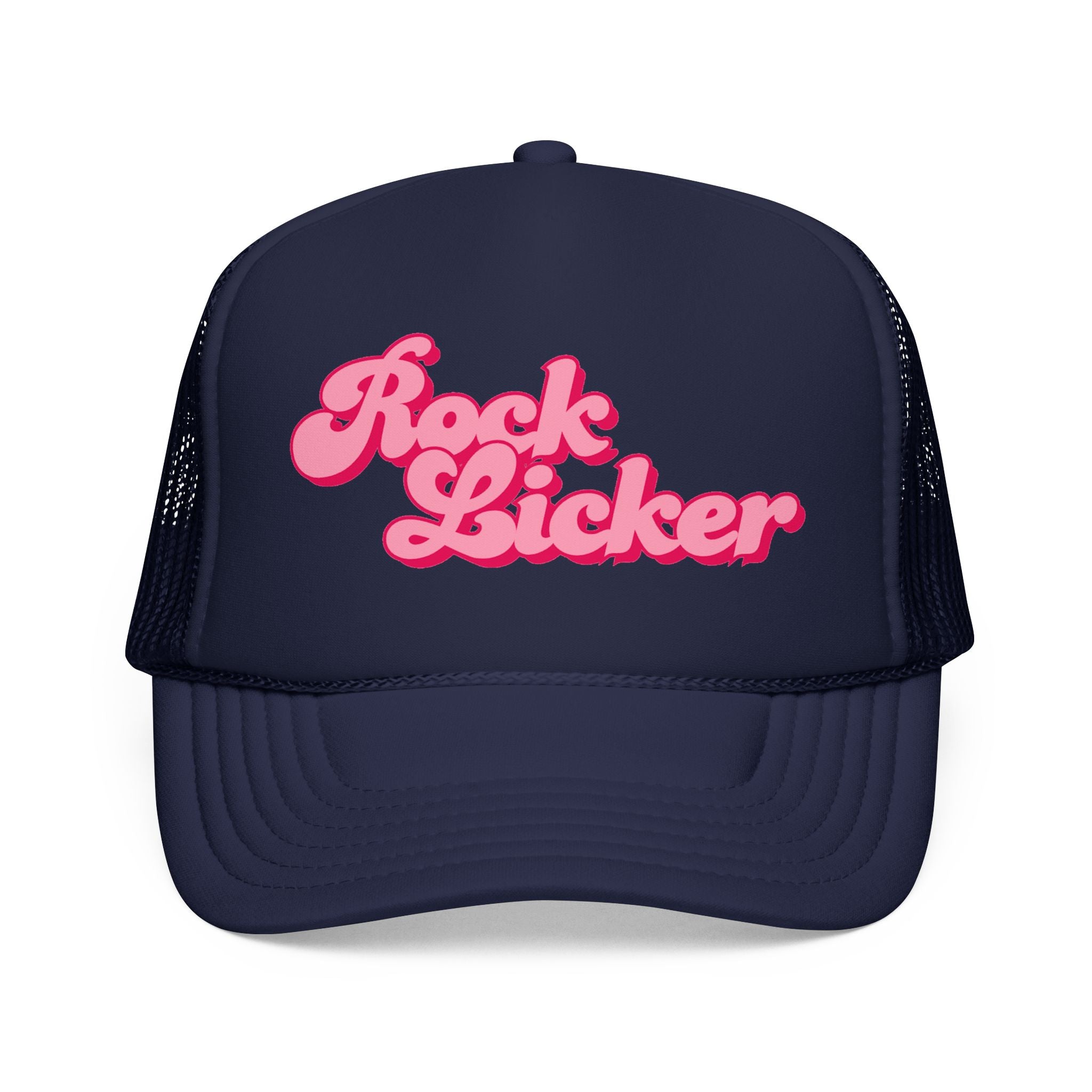 Trucker Hat: Rock Licker (pink text)