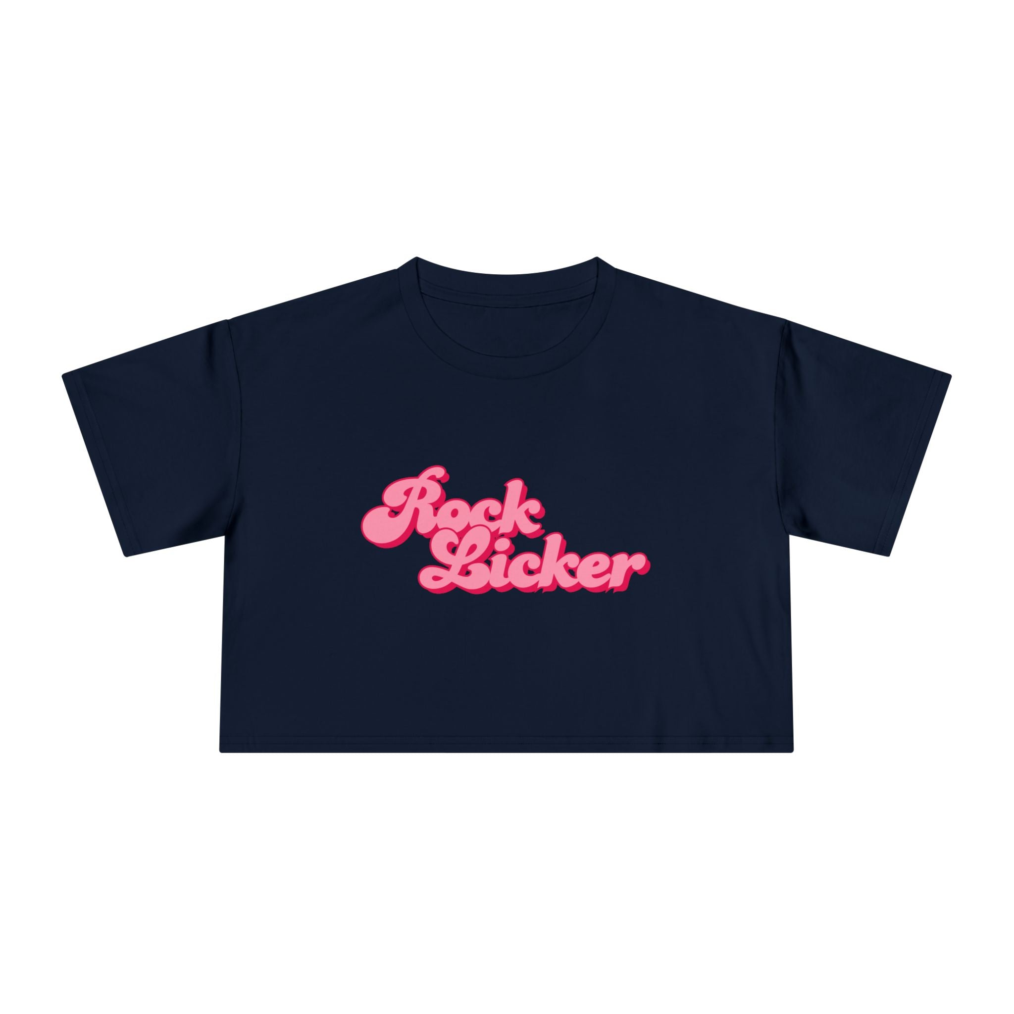 White Women's Geology T-Shirt -  Rock Licker Pink Text