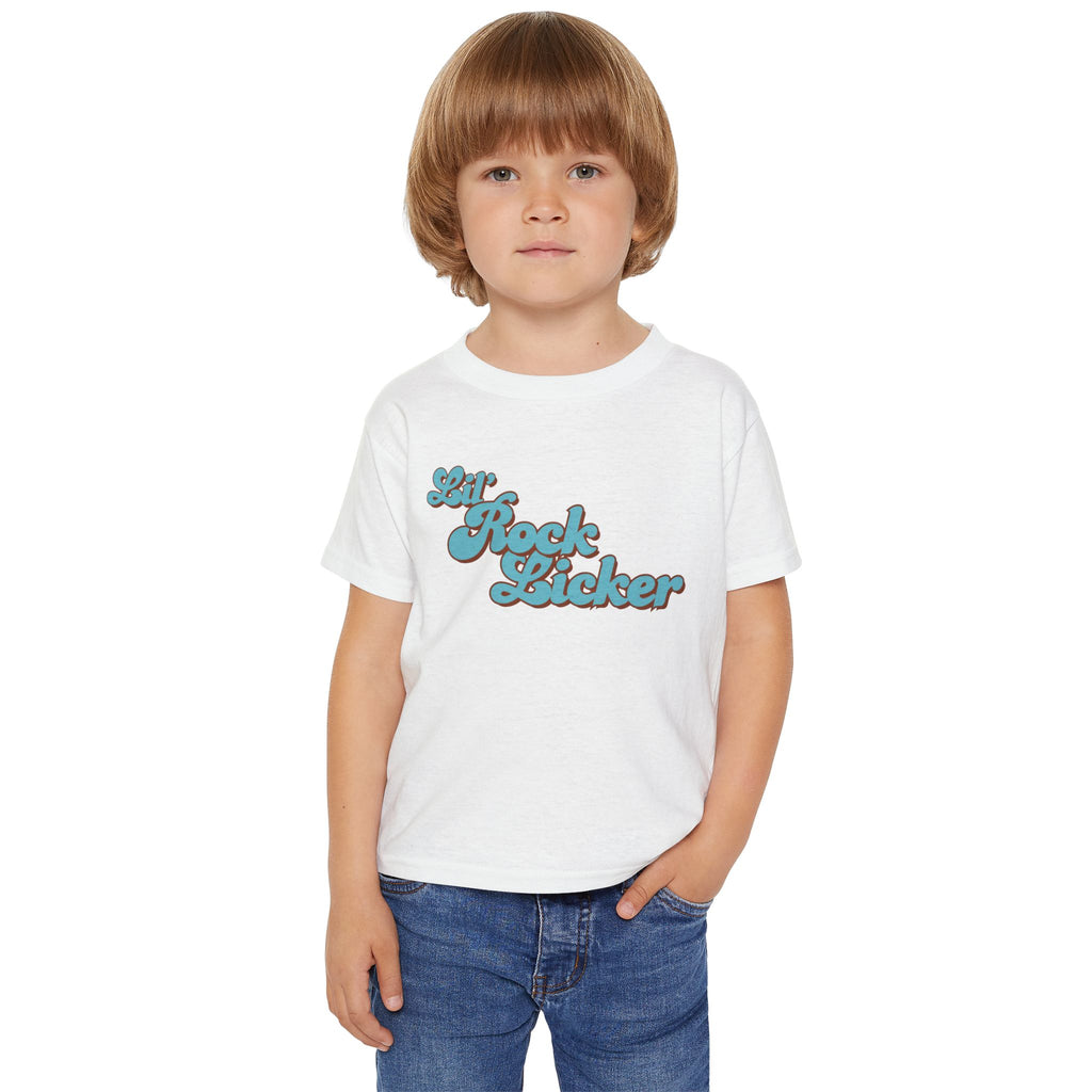 Toddler Tee: Lil Rock Licker Blue Text