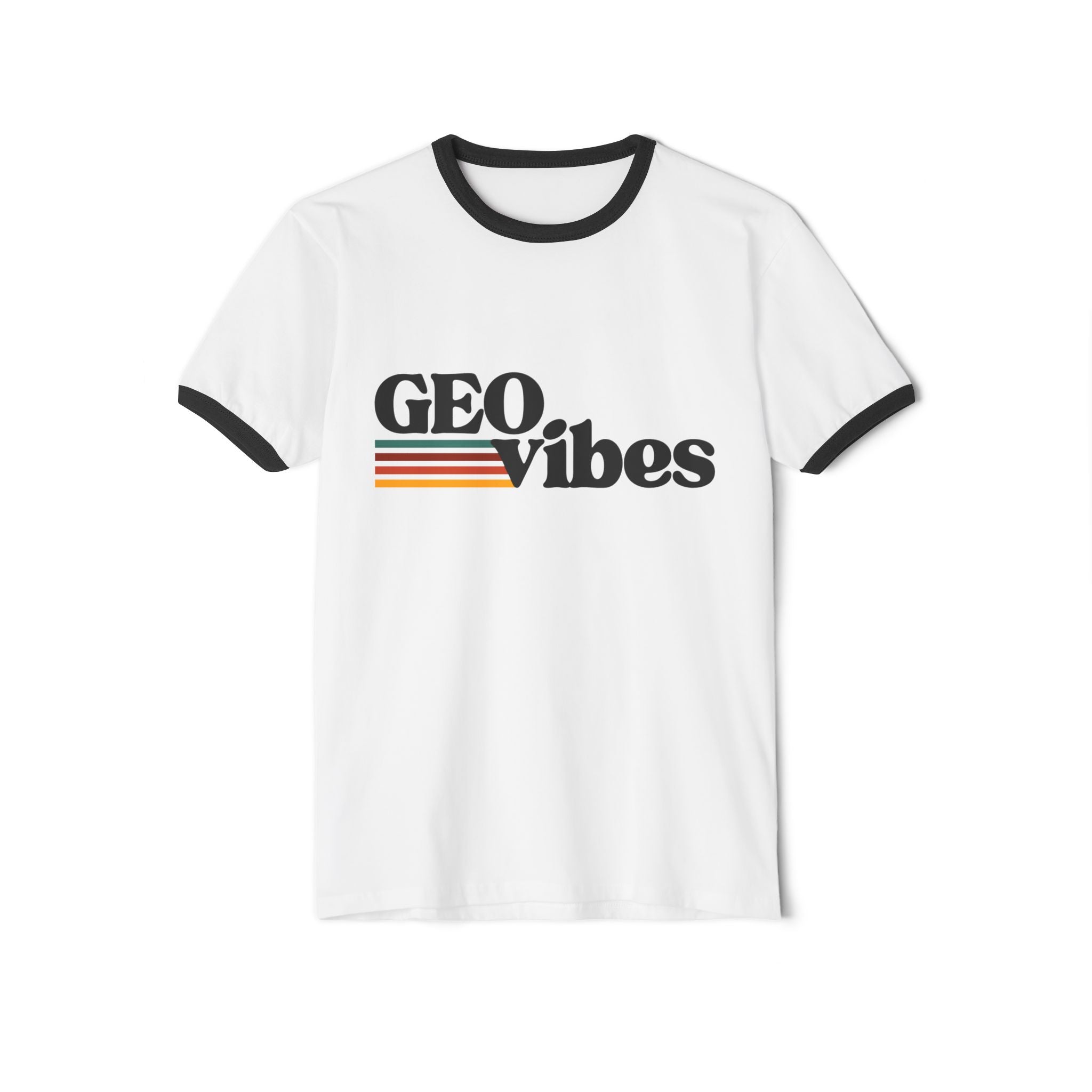 White/Black Funny Geology Ringer T-Shirt: Geo Vibes T-Shirt