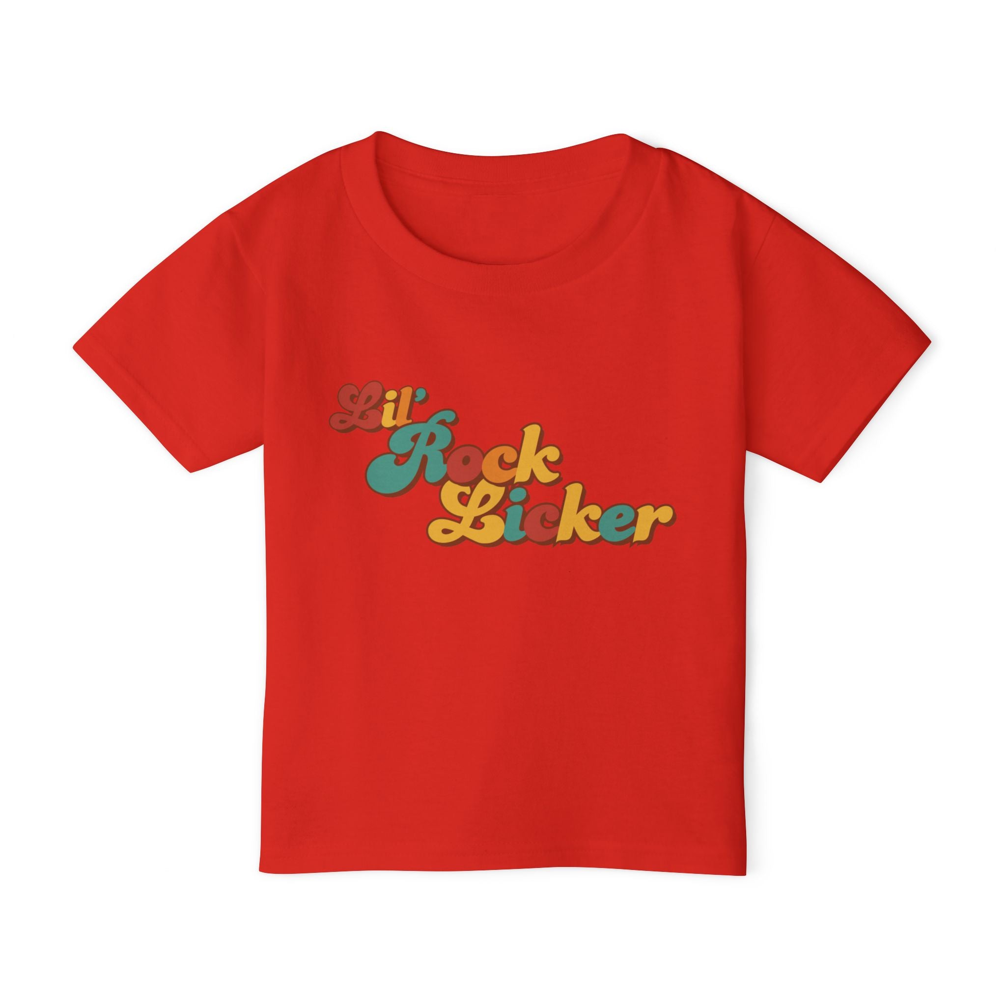 Toddler Tee: Lil Rock Licker Multi Color Retro Colors Text