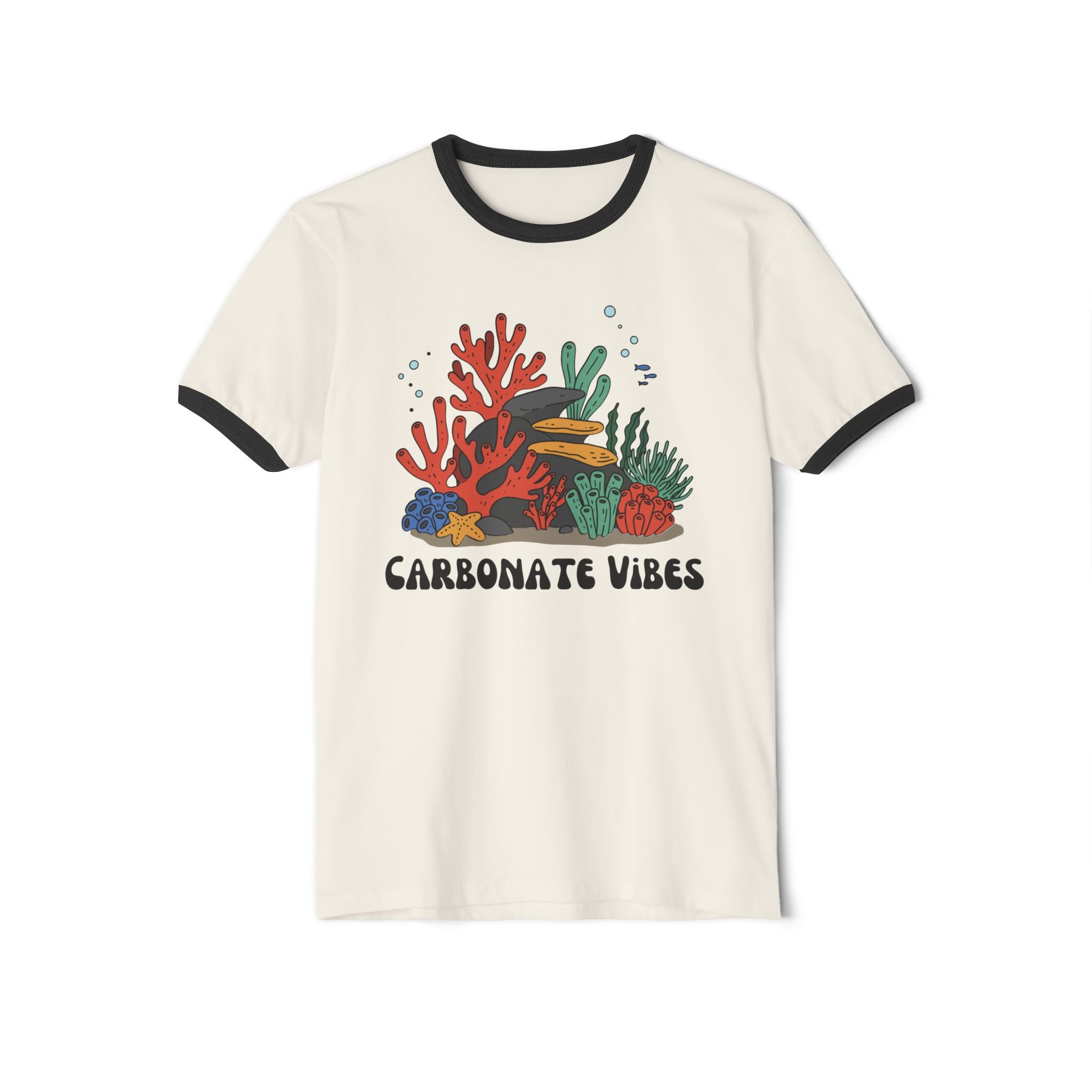 Heather Grey/Black Funny Geology Ringer T-Shirt: Carbonate Vibes