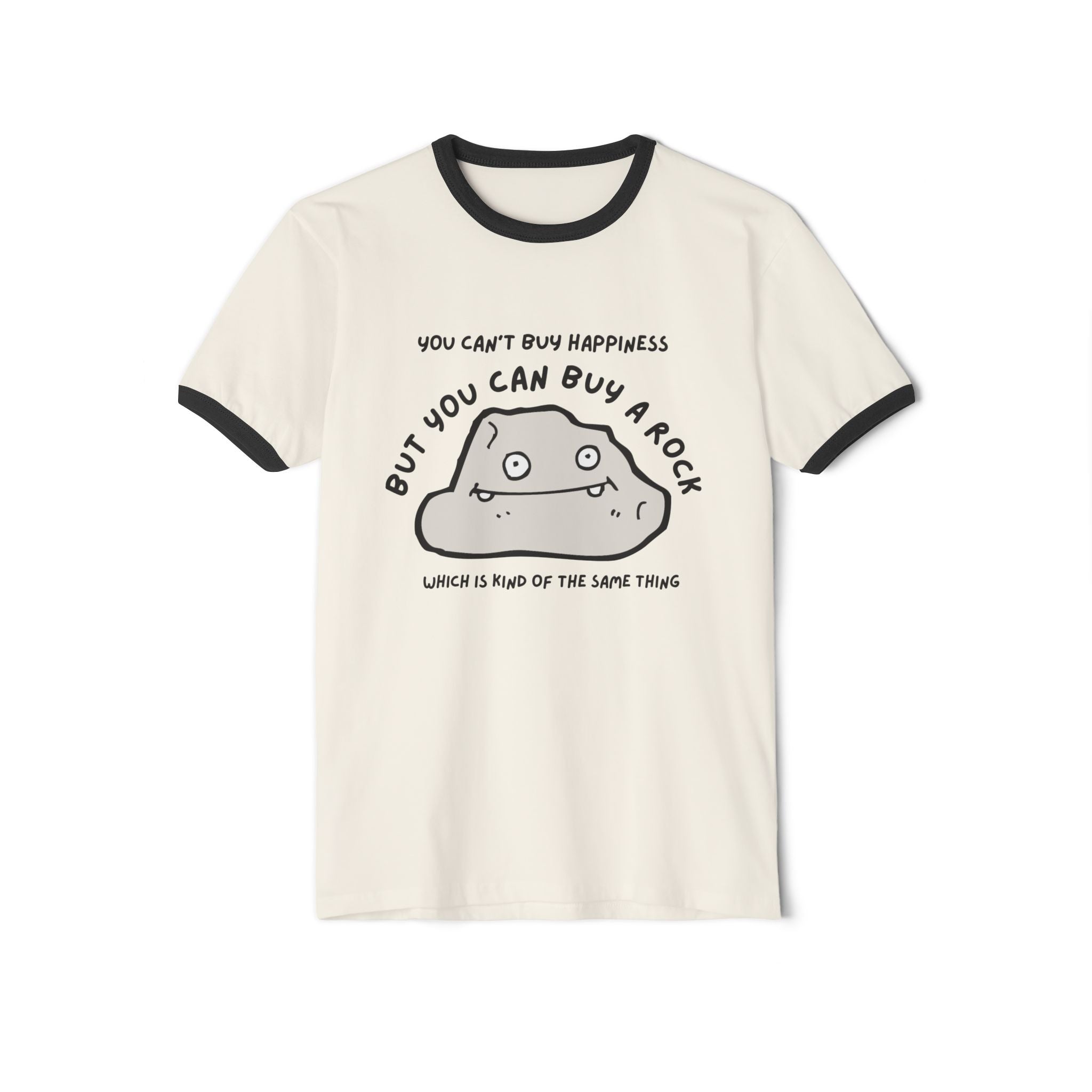Natural/Black Funny Geology Ringer T-Shirt: But You Can Buy a Rock