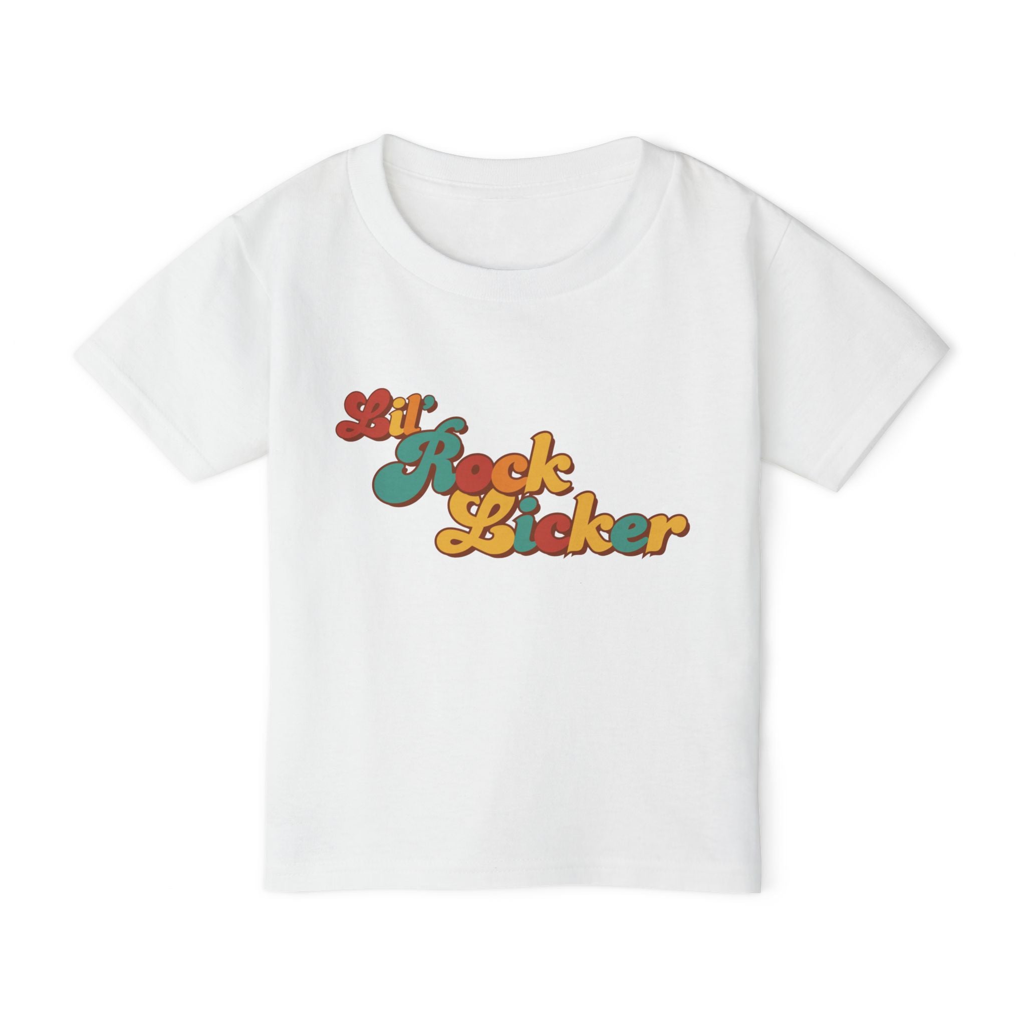 Light Blue Toddler Geology T-Shirt: Lil Rock Licker Multi Color Retro Colors Text