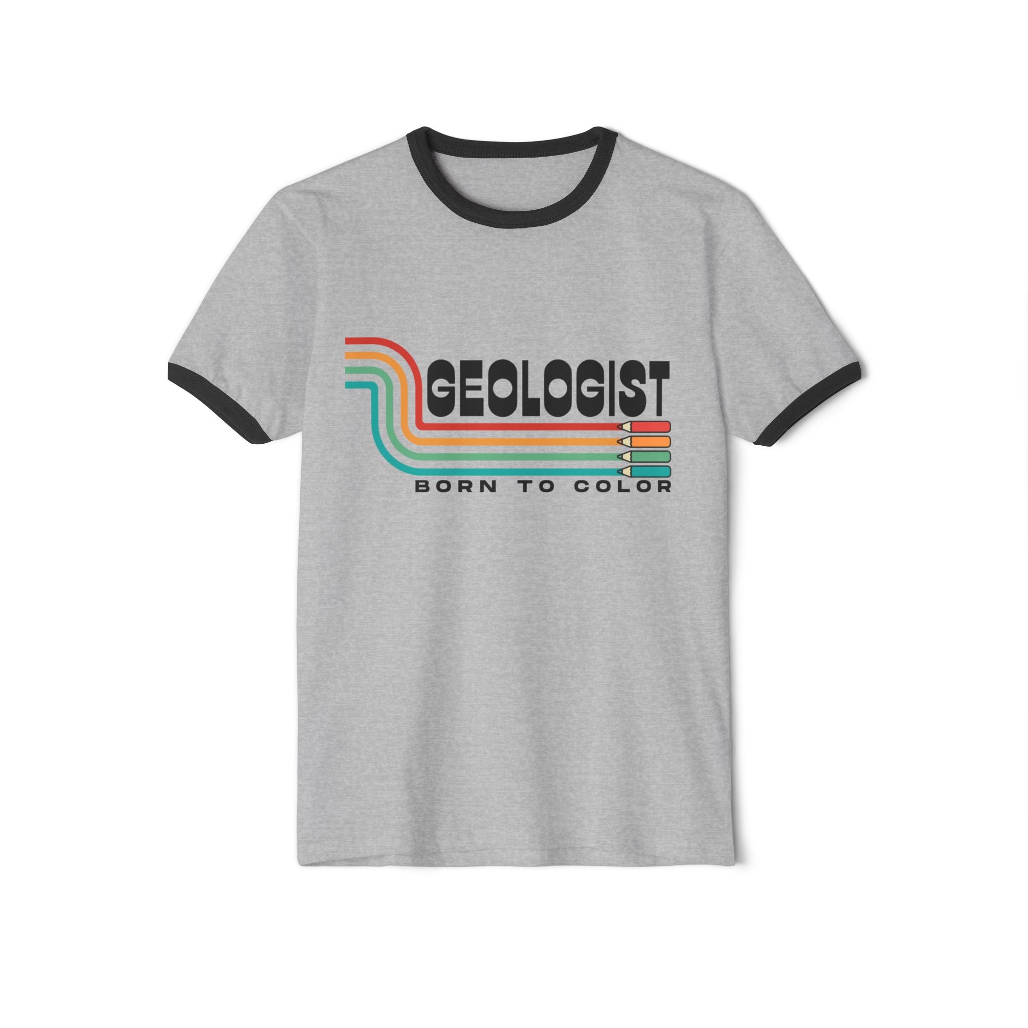 White/Black Funny Geology Ringer T-Shirt: Geologist - Born to Color T-Shirt