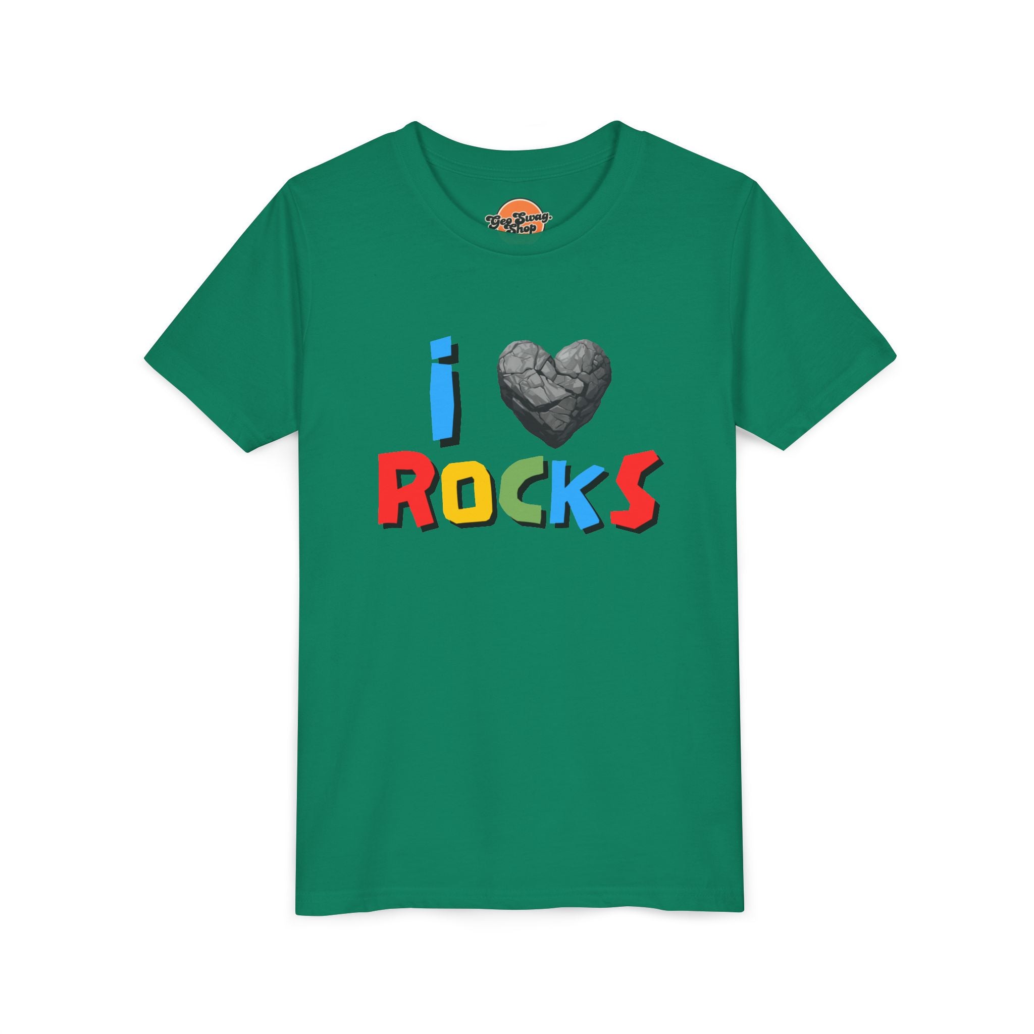 White Youth Geology T-Shirt: I Love Rocks