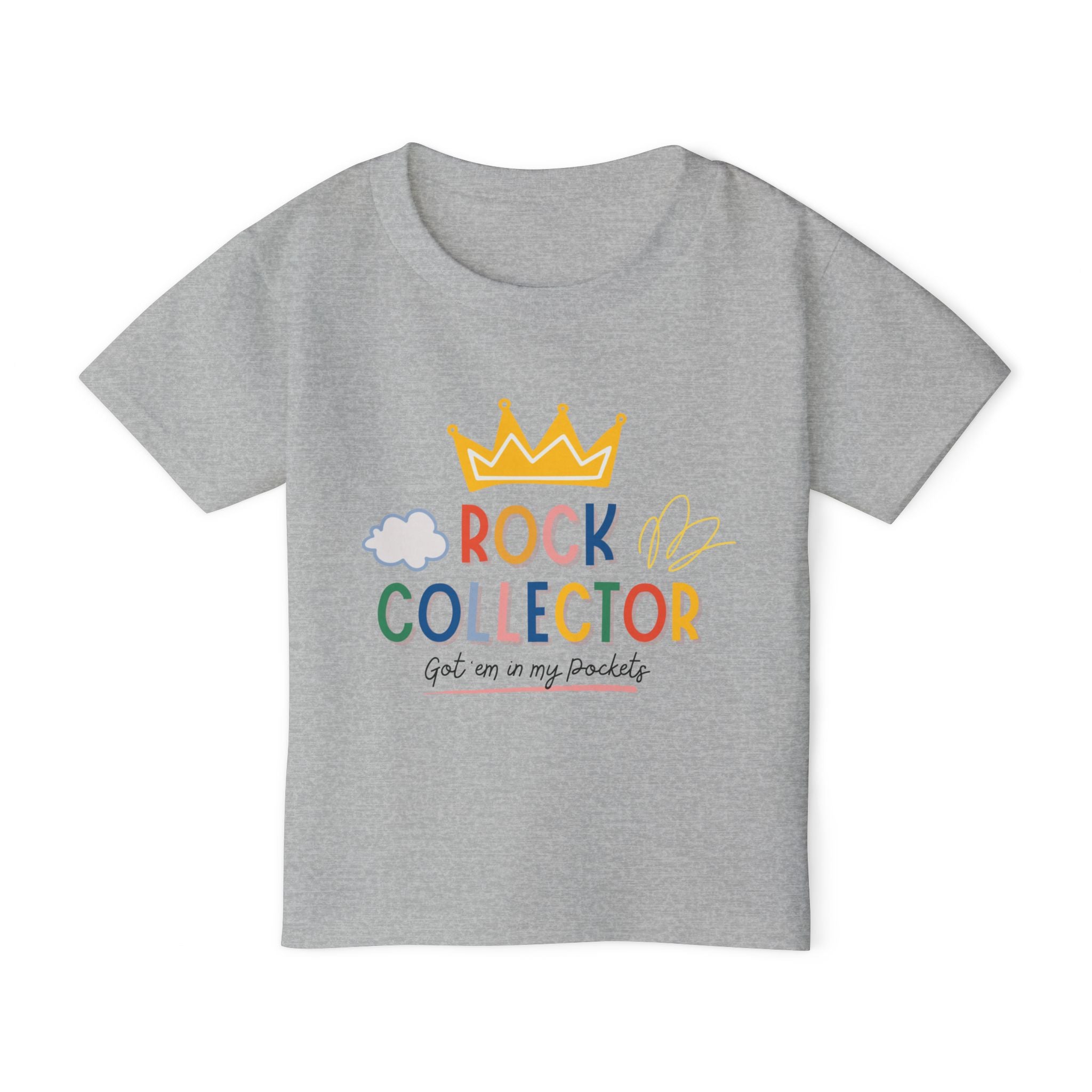 White Toddler Geology T-Shirt: Lil Rock Licker Yellow Text