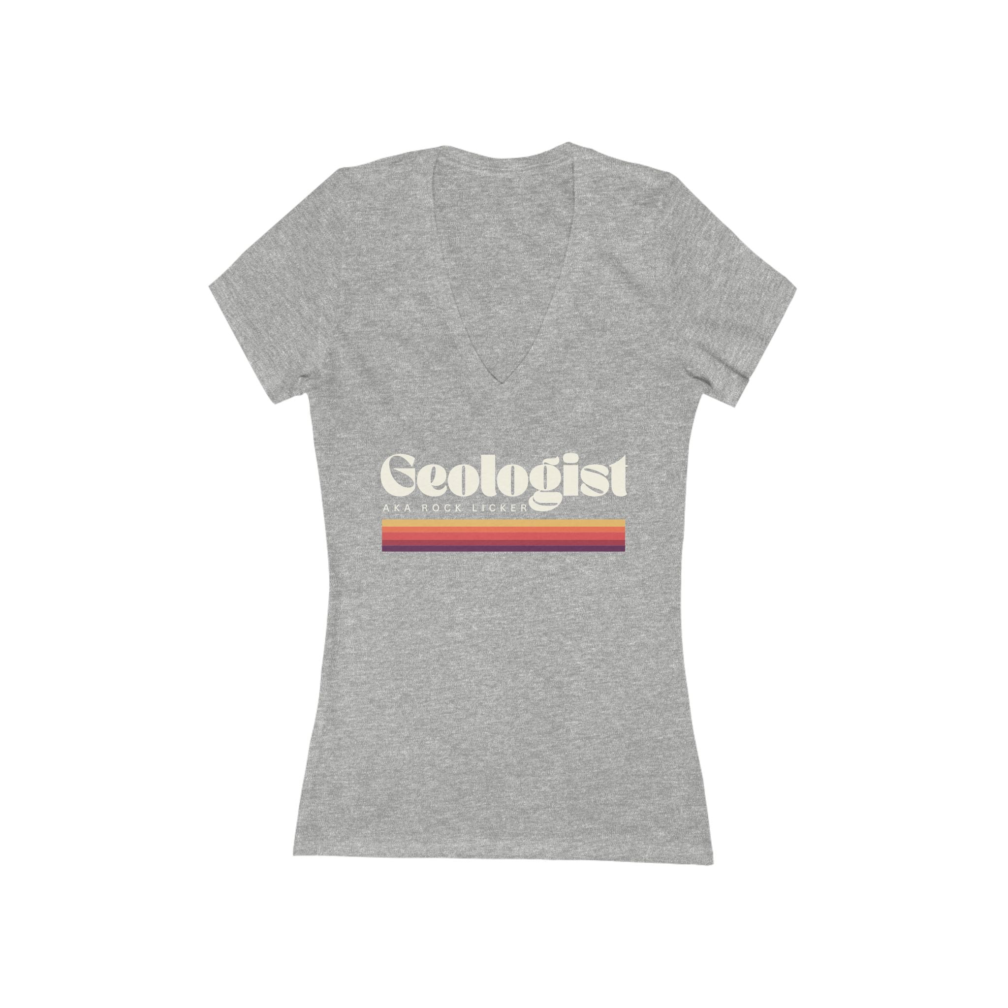 Women's V-Neck Tee: Geologist - AKA Rock Licker white text