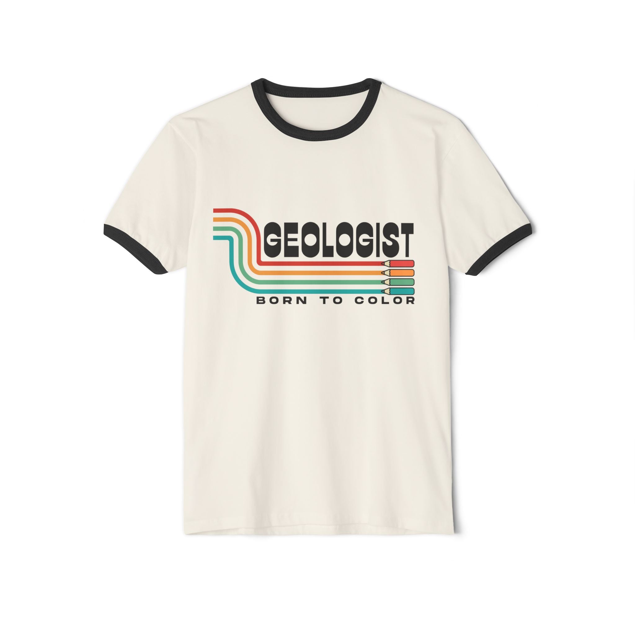 Heather Grey/Black Funny Geology Ringer T-Shirt: Geologist - Born to Color T-Shirt