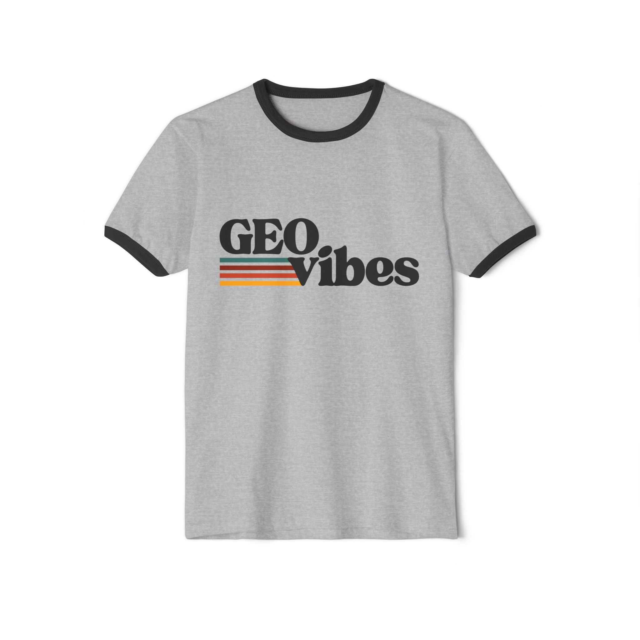 Natural/Black Funny Geology Ringer T-Shirt: Geo Vibes T-Shirt