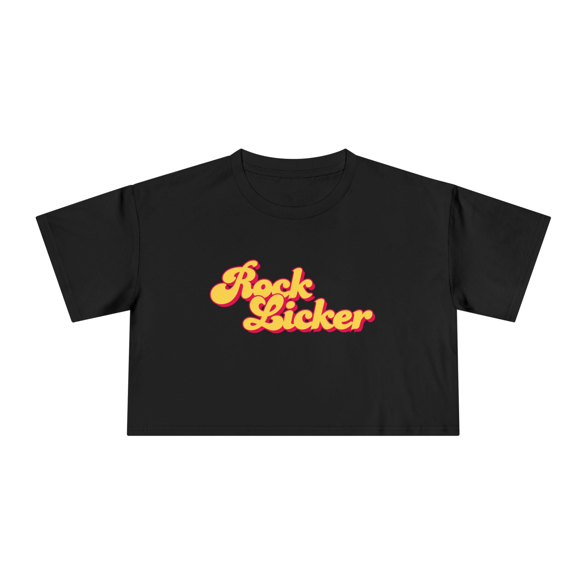 Black Women's Geology T-Shirt -  Rock Licker Yellow Text
