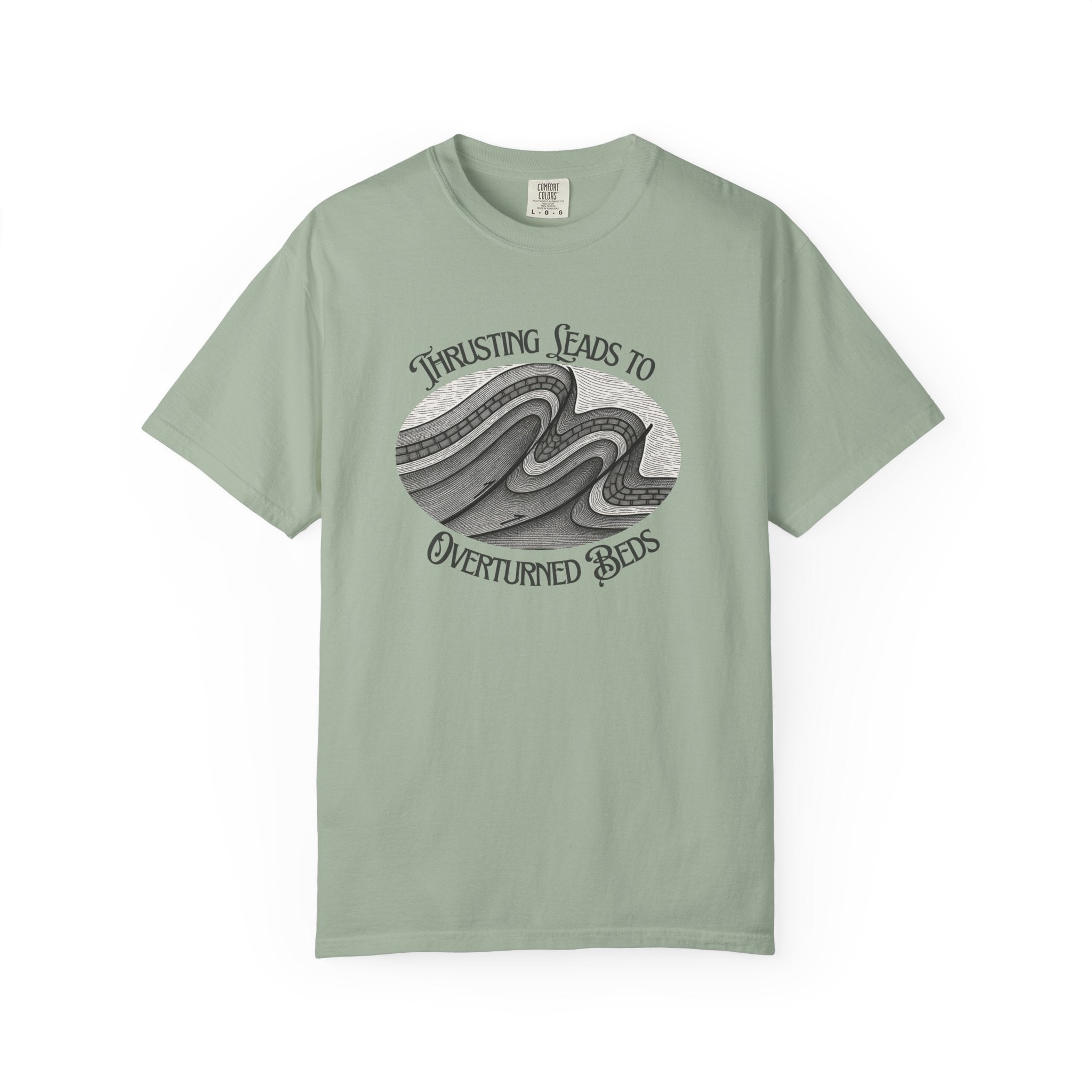 True Navy Funny Geology T-Shirt: Thrusting Leads to Overturned Beds