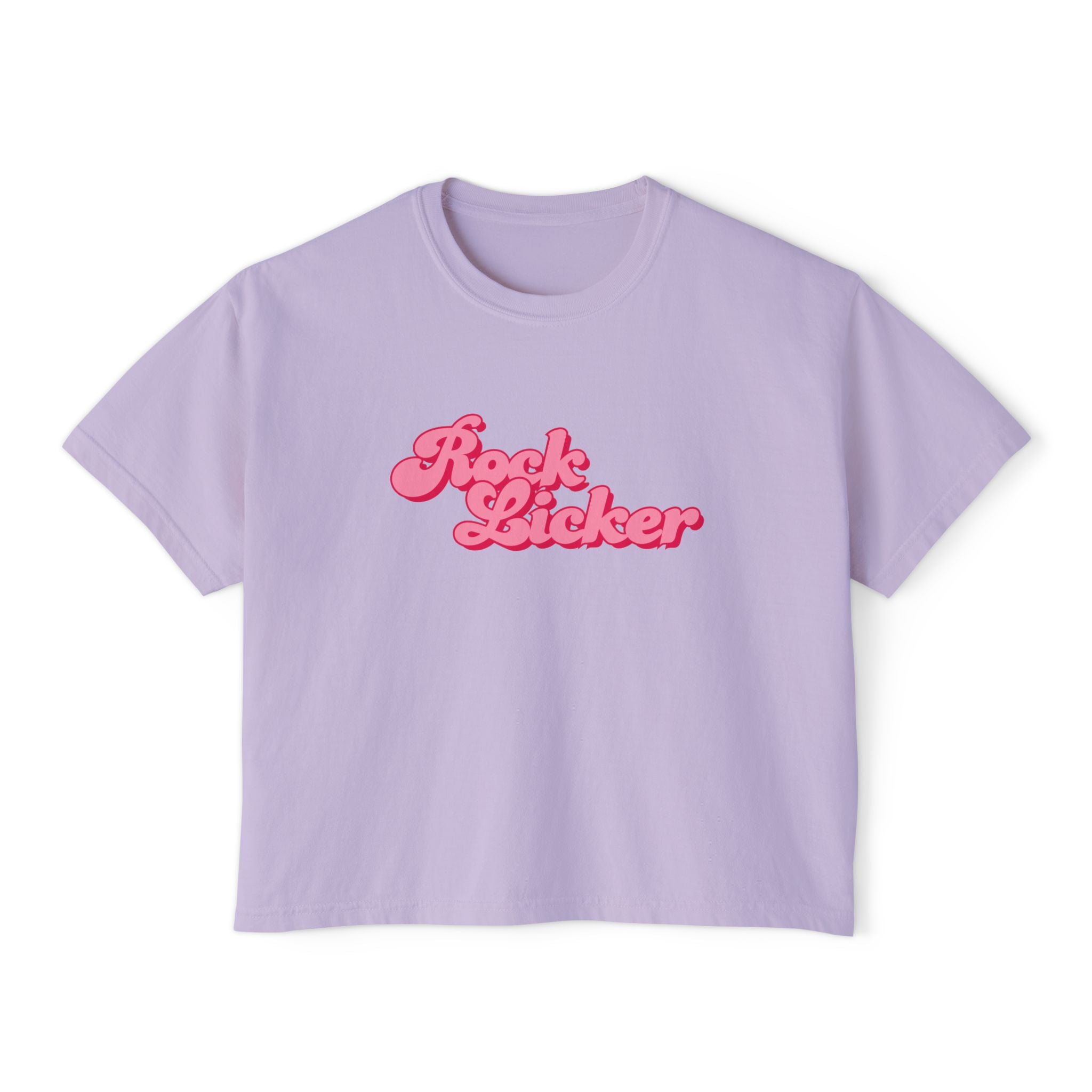 White Women's Geology T-Shirt -  Rock Licker Pink Text