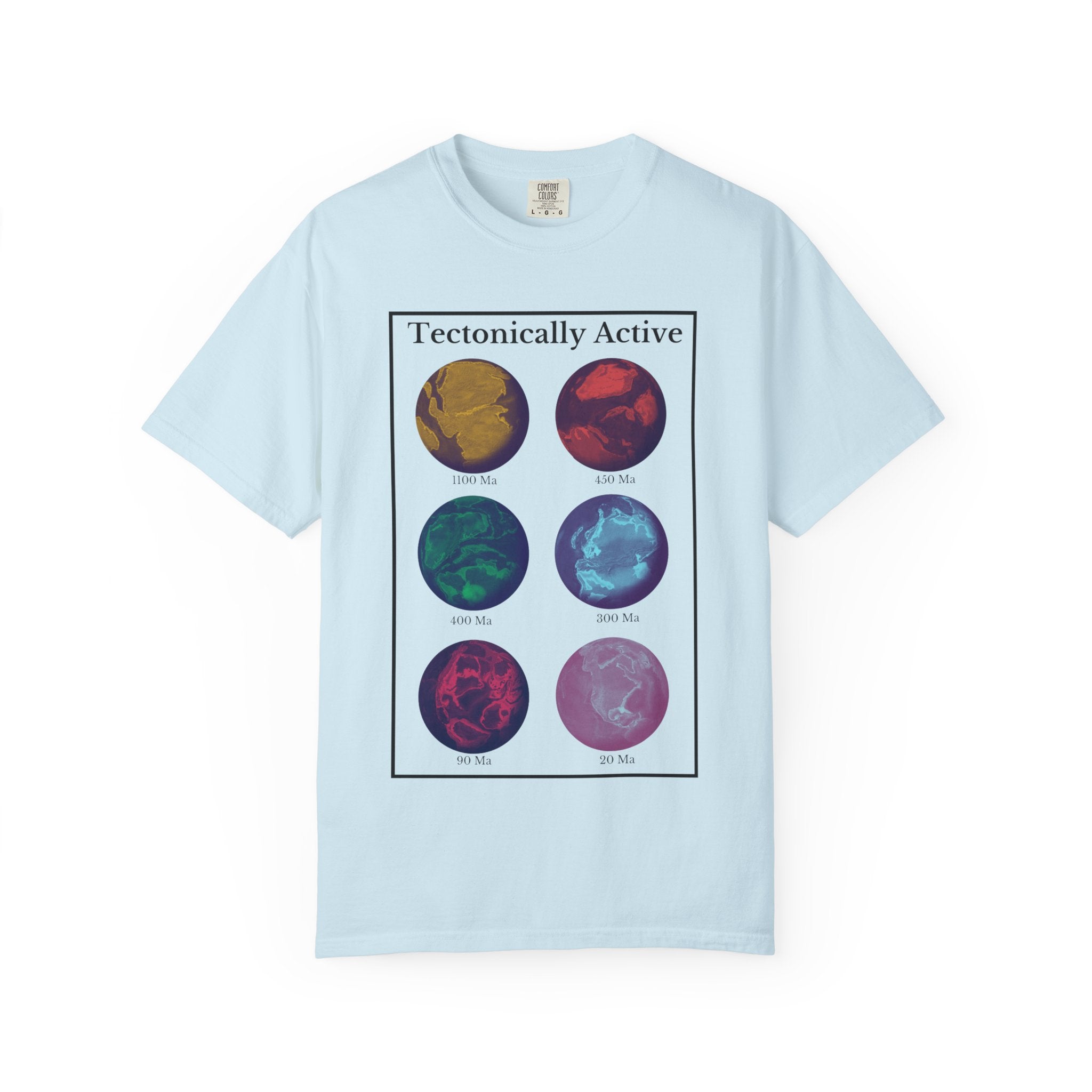 Bay Funny Geology T-Shirt: "Tectonically Active" Paleo Geography Diagrams multicolor