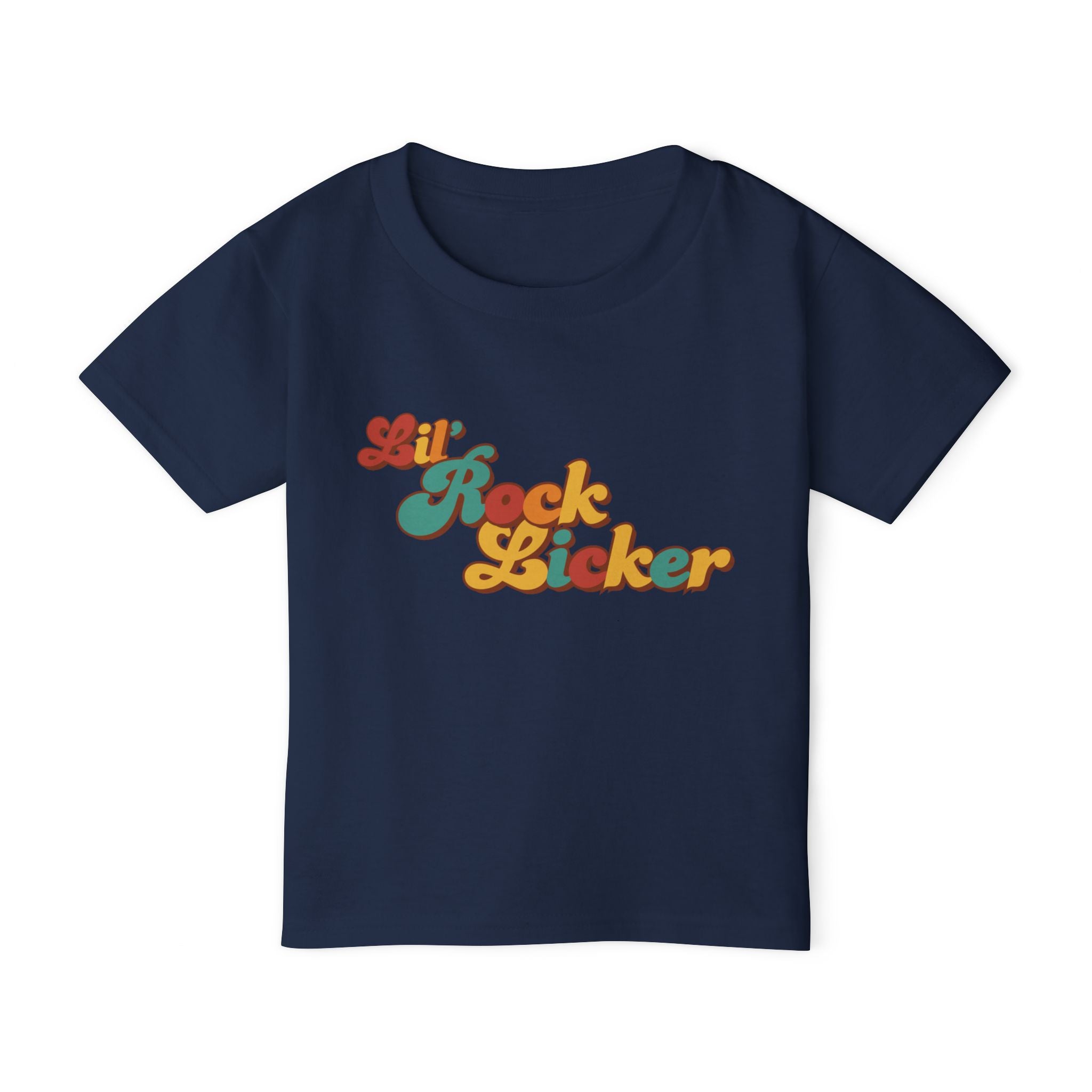 Toddler Tee: Lil Rock Licker Multi Color Retro Colors Text