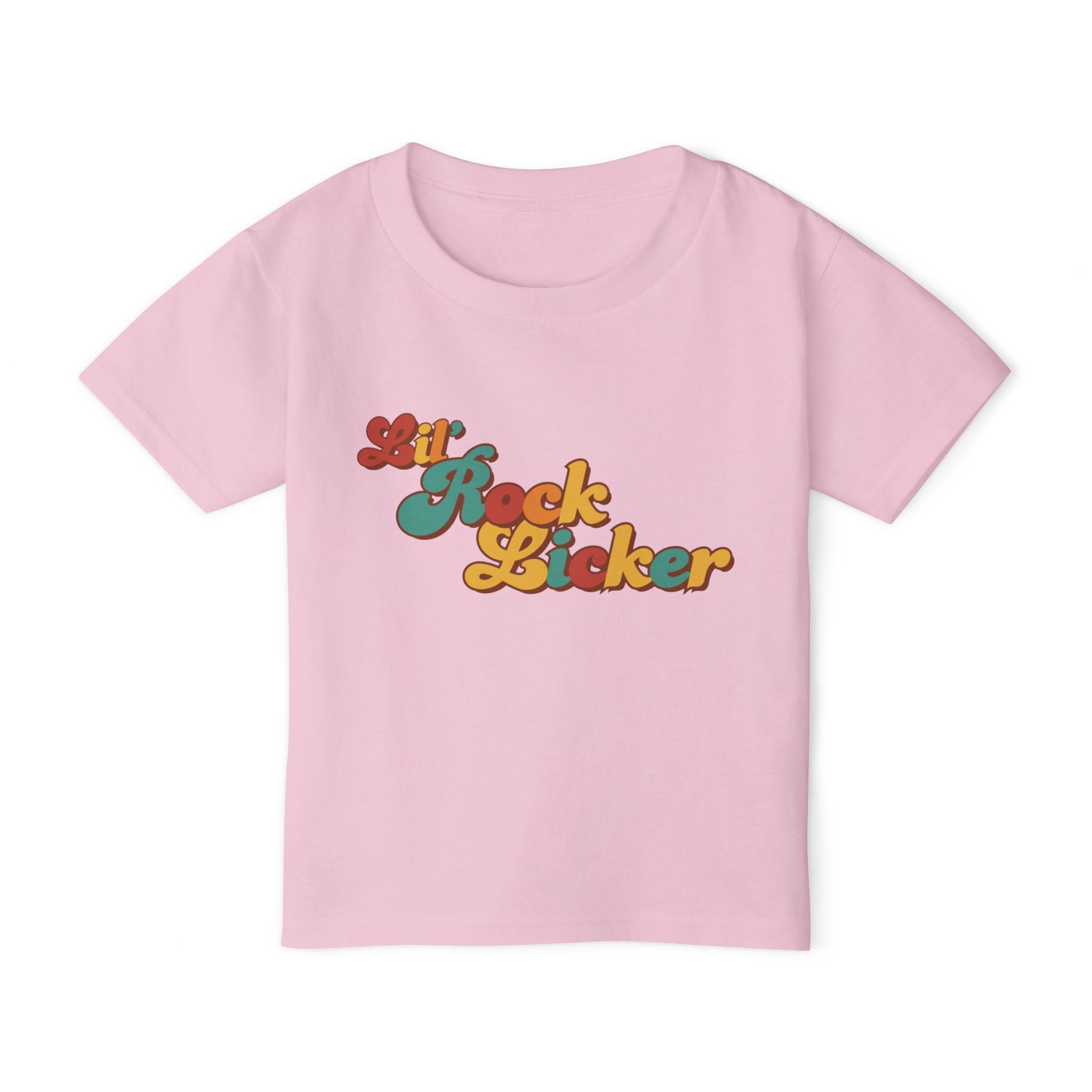 Toddler Tee: Lil Rock Licker Multi Color Retro Colors Text