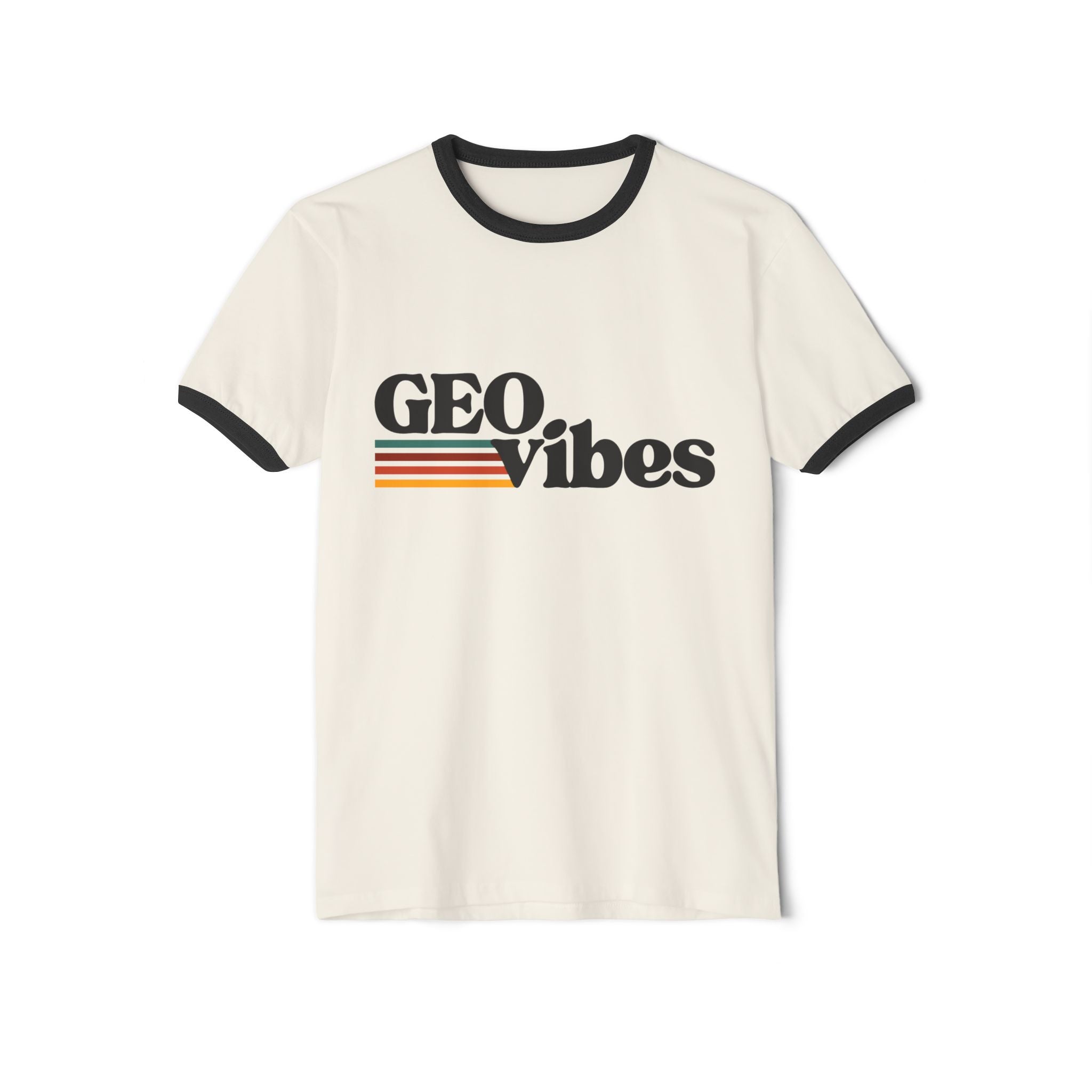 Heather Grey/Black Funny Geology Ringer T-Shirt: Geo Vibes T-Shirt