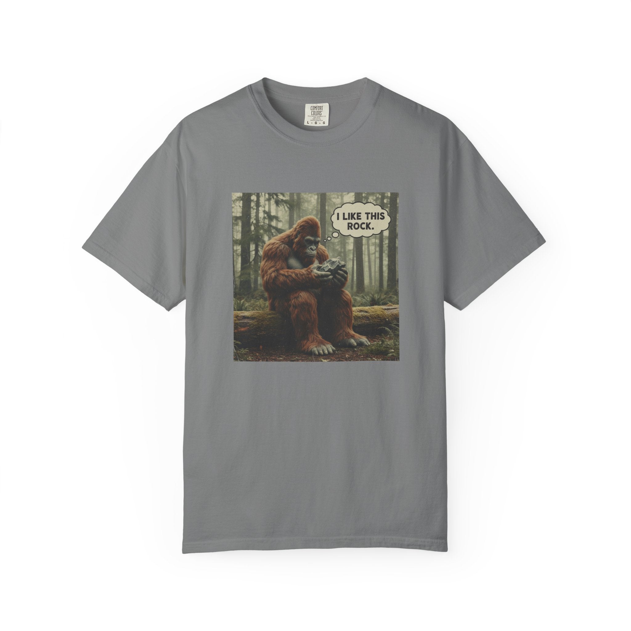 Grey Funny Graphic Tees: Bigfoot - I Like This Rock