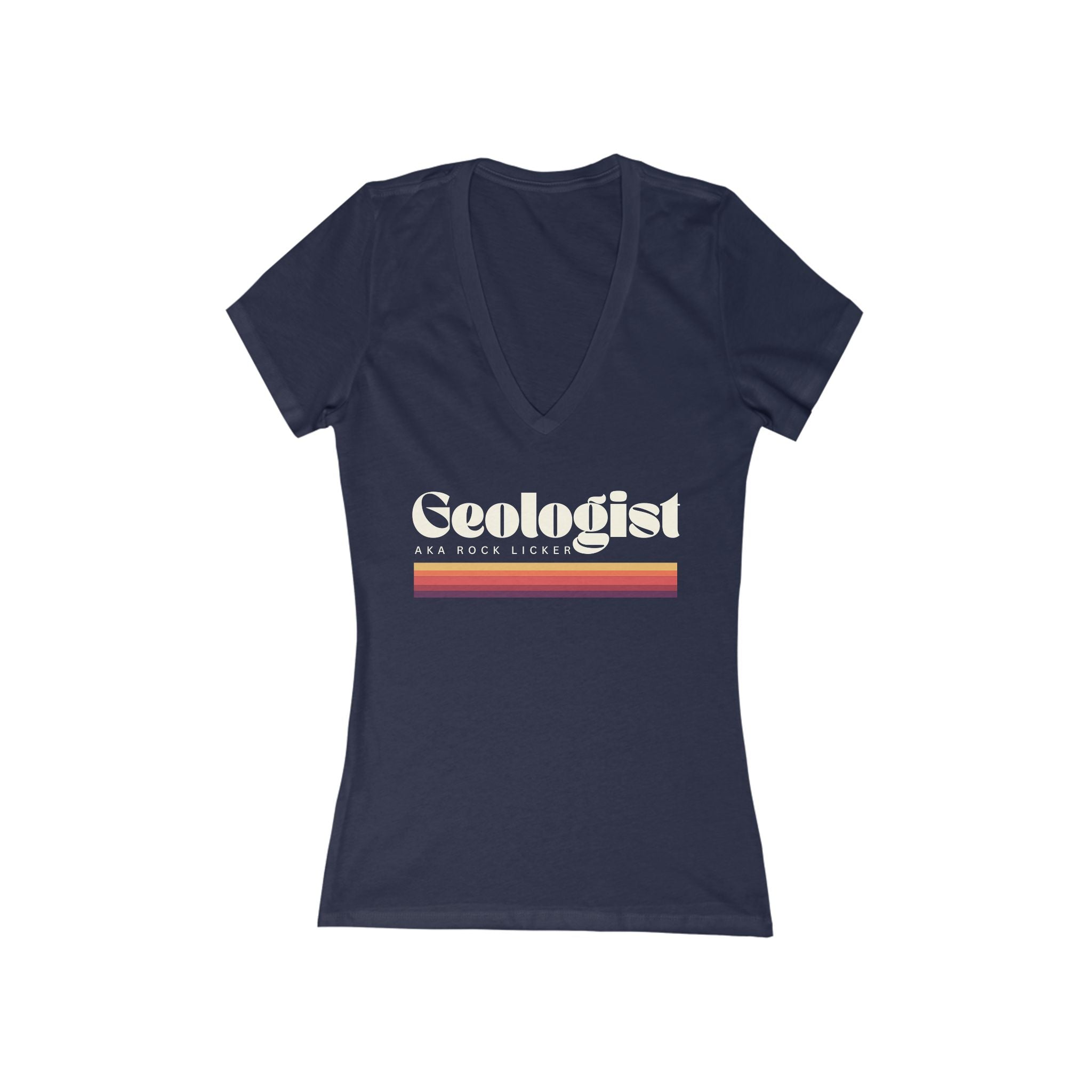 Women's V-Neck Tee: Geologist - AKA Rock Licker white text